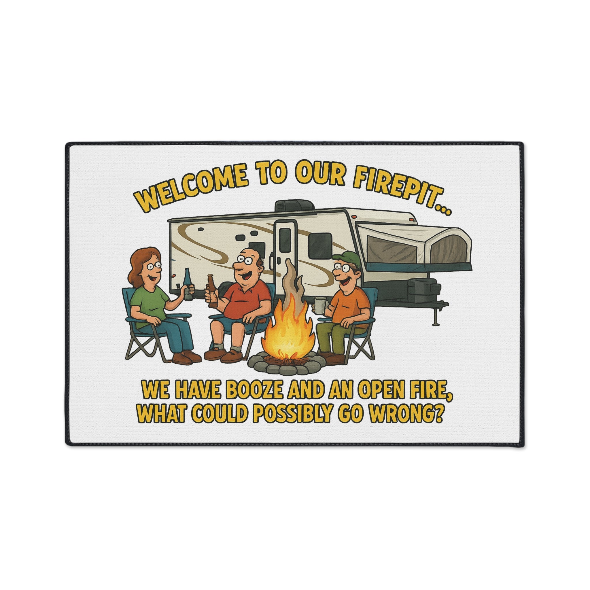 Camping Humor Floor Mat, Welcome to Our Firepit Mat, Outdoor Rug, Camping Decor, Funny Doormat, RV Accessories