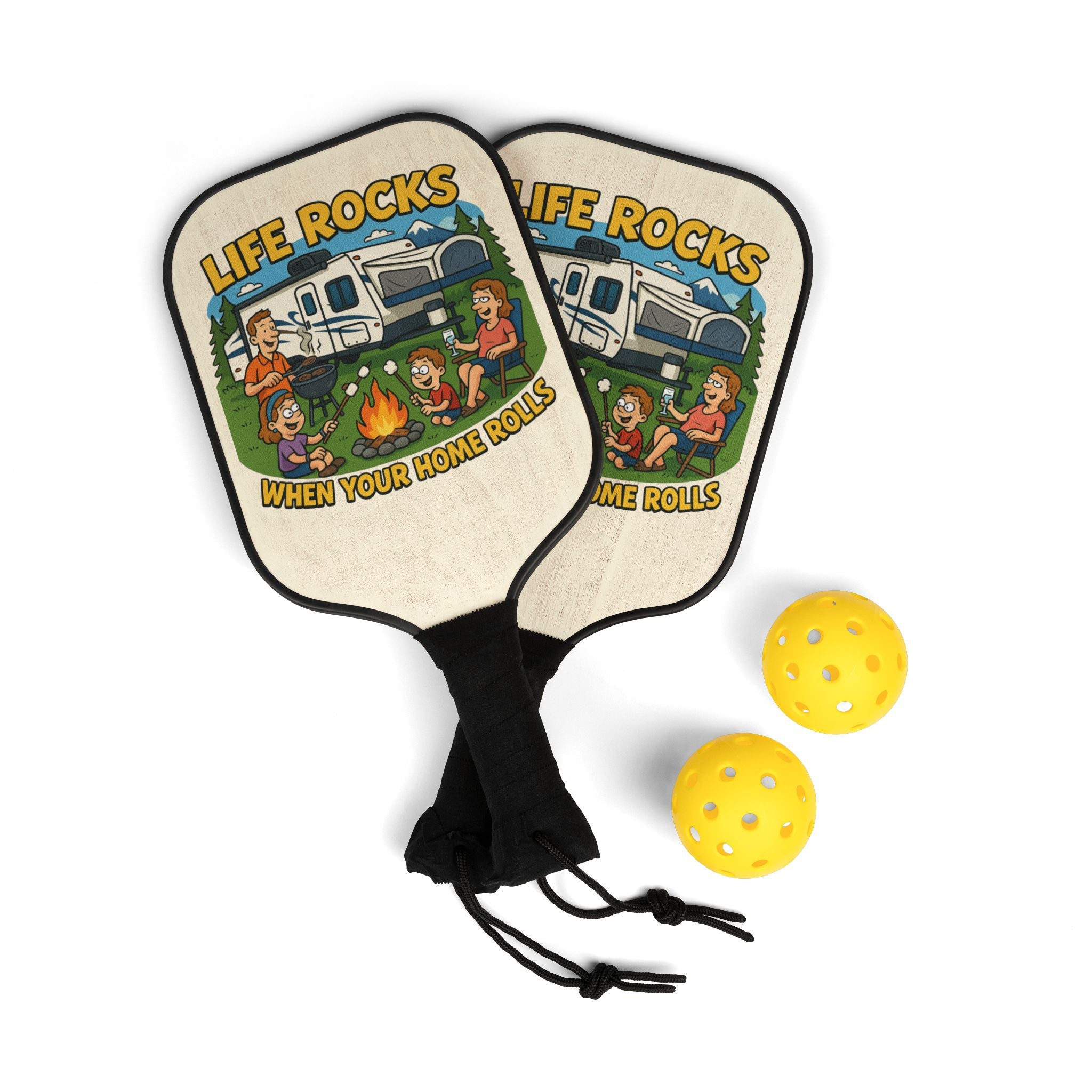 Pickleball Paddle Set - Life Rocks, Fun Outdoor Games, Pickleball Gear, RV Life Gift, Sport Enthusiast Accessories