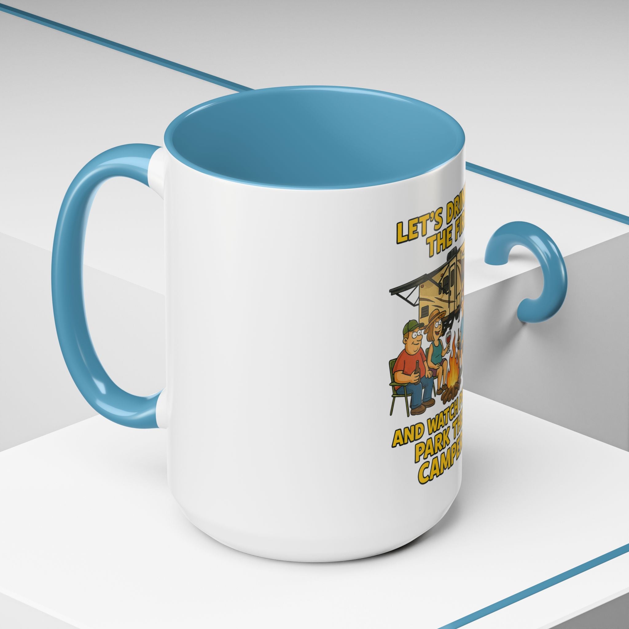 Campfire Accent Coffee Mug, Camping Gift, Outdoor Adventure Mug, RV Lovers Coffee Cup, Relaxing by the Fire