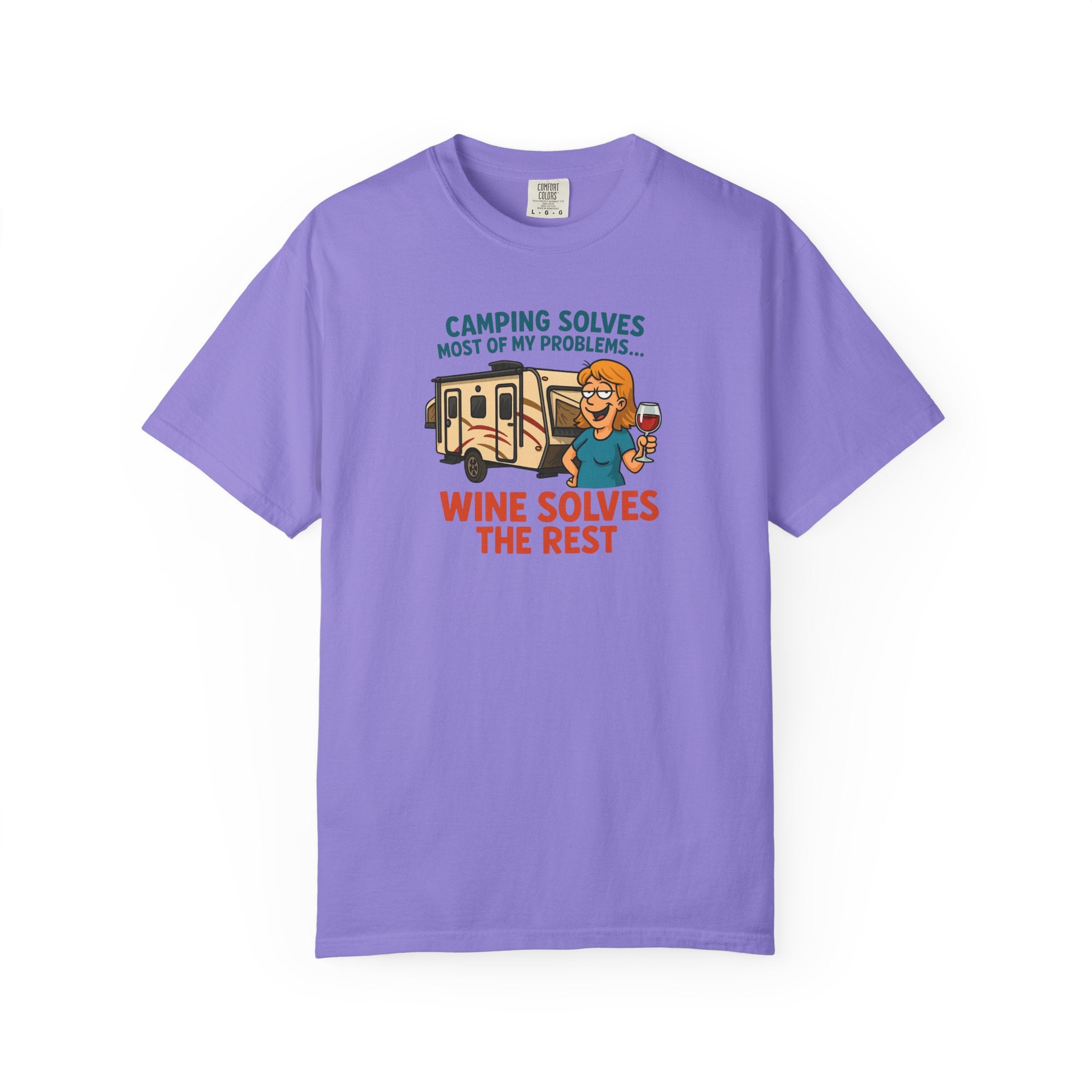 Camping & Wine Unisex T-Shirt, Relaxed Fit Tee, Perfect Gift for Campers, Wine Lovers, Outdoor Enthusiasts, Summer Celebrations
