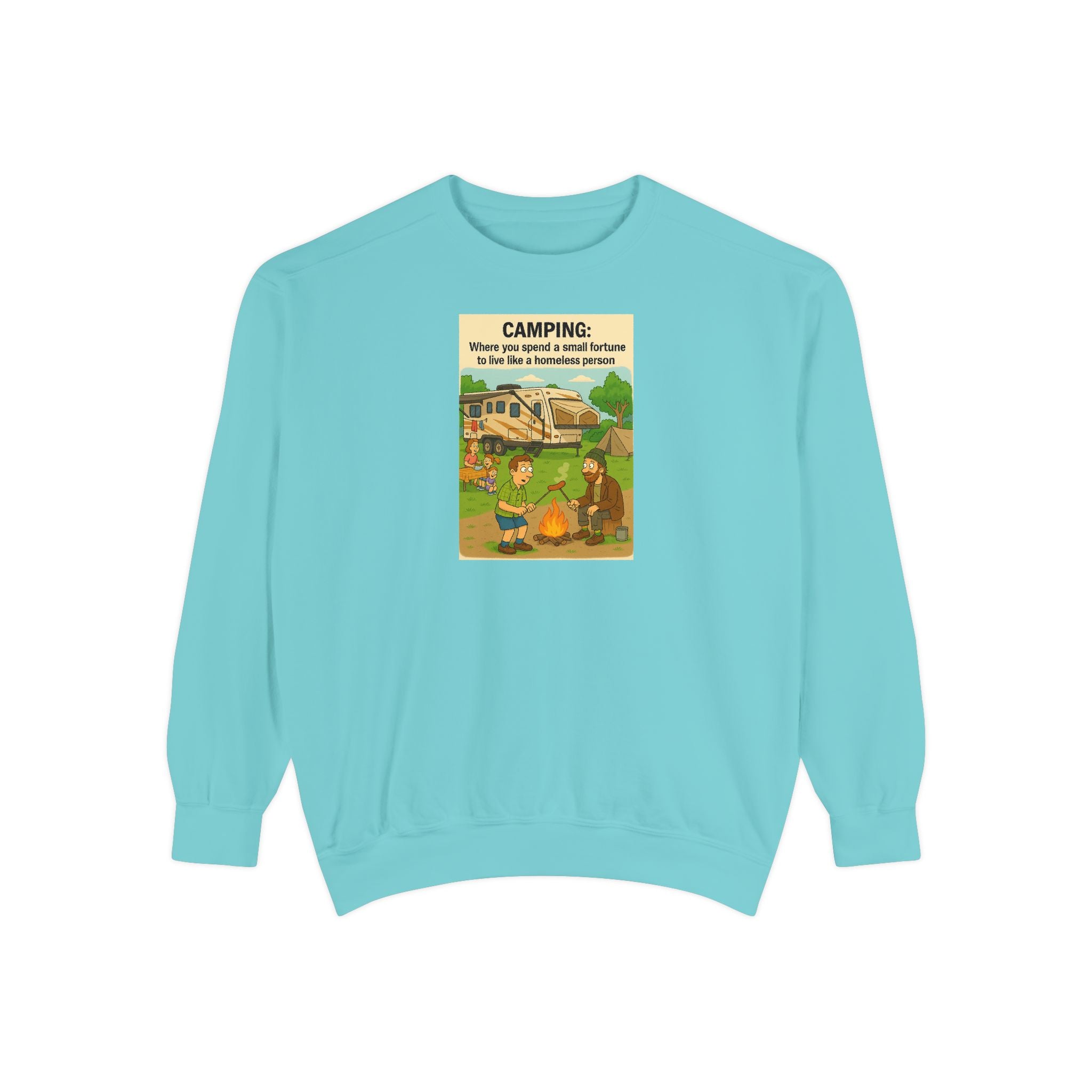 Camping Adventure Sweatshirt, Unisex Garment-DyedPullover, Cozy Casual Wear, Outdoor Enthusiast Gift, Camping Trip Apparel