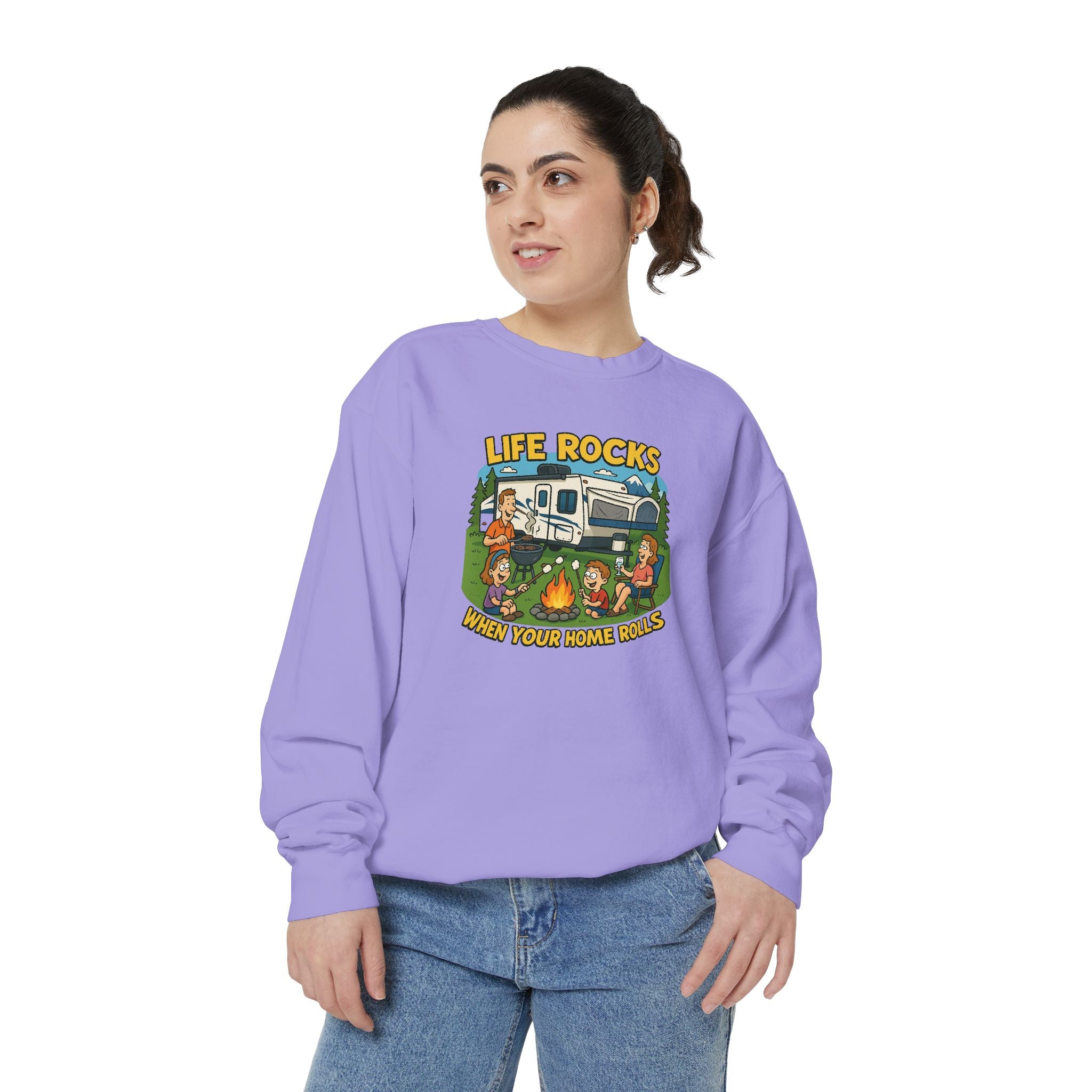 Retro Camping Sweatshirt, Life Rocks Sweater, Unisex Sweatshirt, Vintage RV Sweatshirt, Cozy Outdoor Apparel, Gift for Campers