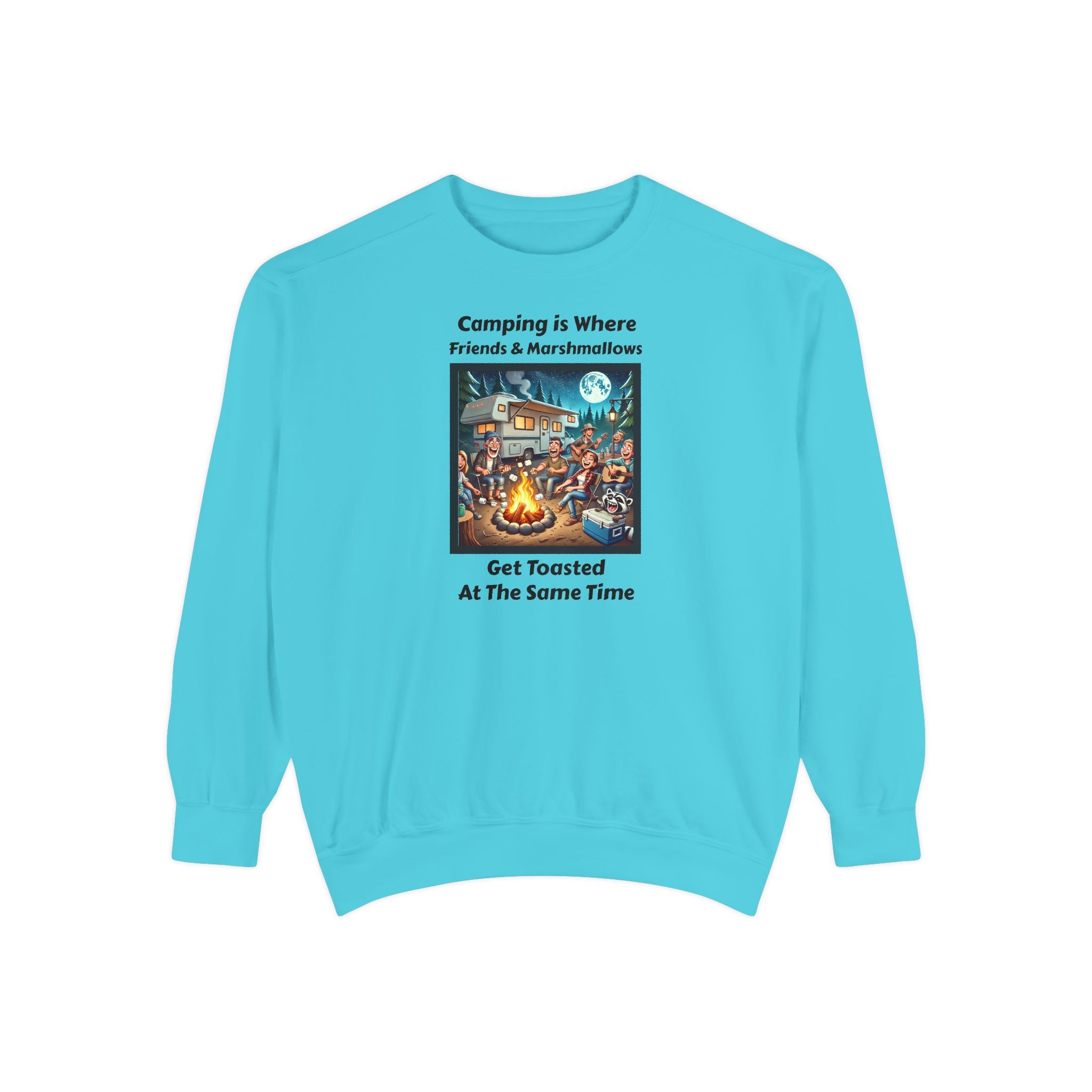 Unisex Garment-Dyed Sweatshirt - Camping is where friends and marshmallows get toasted at the same time