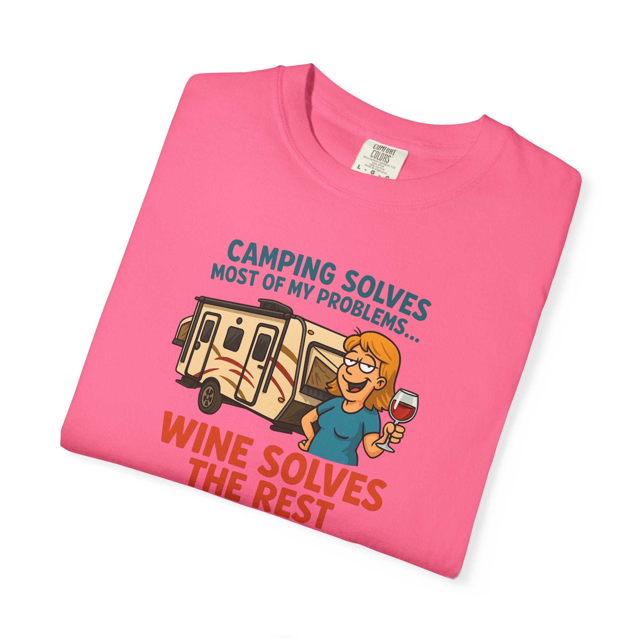 Camping & Wine Unisex T-Shirt, Relaxed Fit Tee, Perfect Gift for Campers, Wine Lovers, Outdoor Enthusiasts, Summer Celebrations