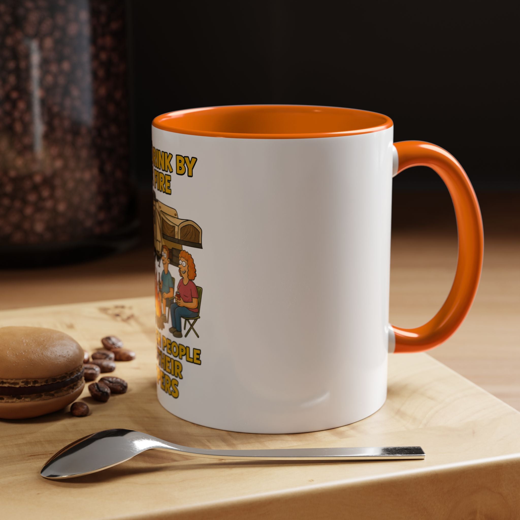 Campfire Accent Coffee Mug, Camping Gift, Outdoor Adventure Mug, RV Lovers Coffee Cup, Relaxing by the Fire