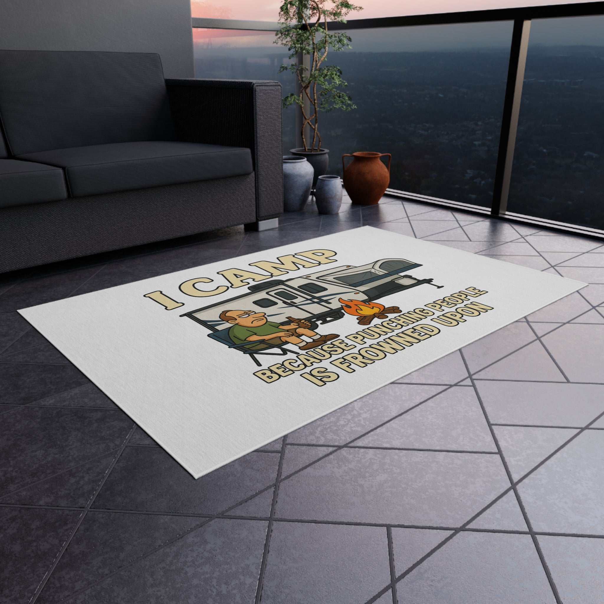 I Camp Outdoor Rug - Fun Camping Decor for RV Enthusiasts