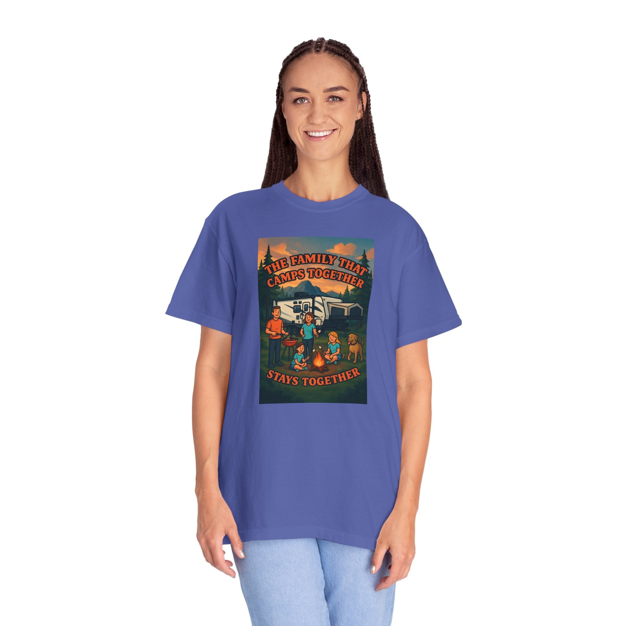 Family Camping T-shirt, Casual Outdoor Tee, Perfect for Family Gatherings, Summer Camp, Gift for Outdoor Lovers, Relaxed Fit Tee