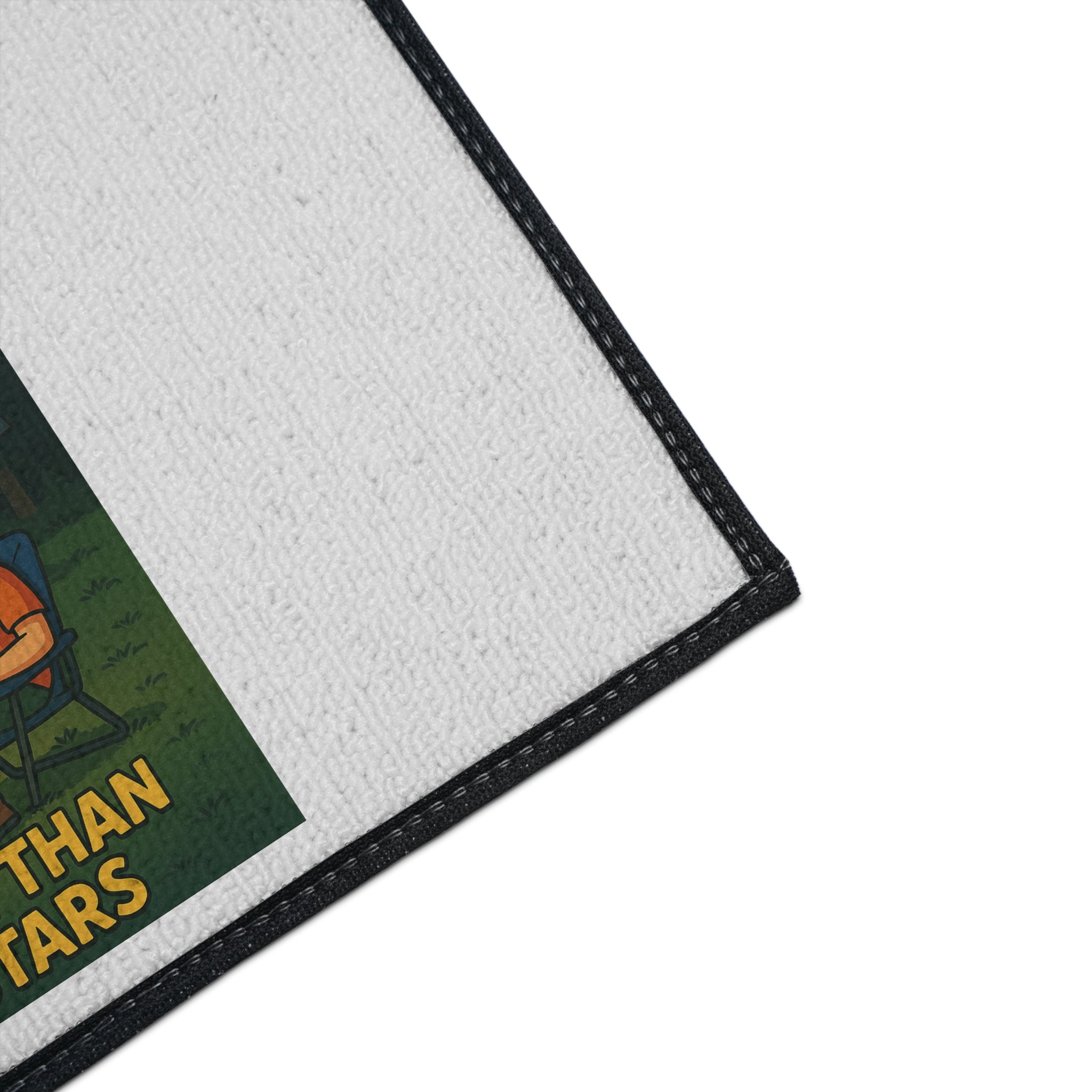 Camping Floor Mat - 'My Hotel Has More Than Five Stars' Rug, Outdoor Decor, RV Accessory, Entry Mat, Funny Camping Gift