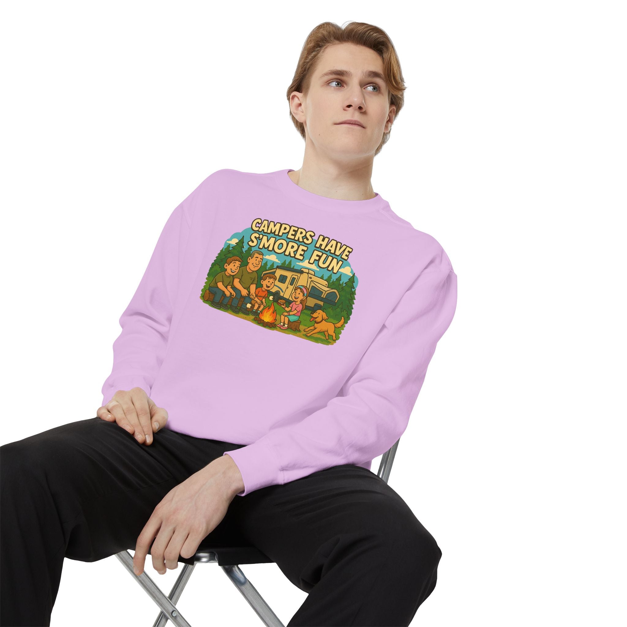 Camper Vibes Sweatshirt - Enjoy S'mores, Unisex Campfire Clothing, Perfect for Outdoor Adventures, Gift for Adventurers, Cozy Camping Attire