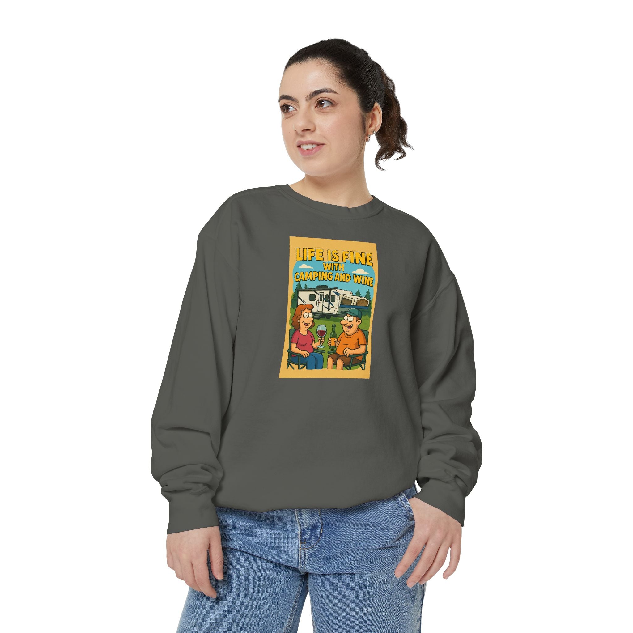 Vintage-Inspired Unisex Sweatshirt - "Life is Fine" Design, Cozy Gift, Casual Wear, Stylish Layering, Unisex Apparel