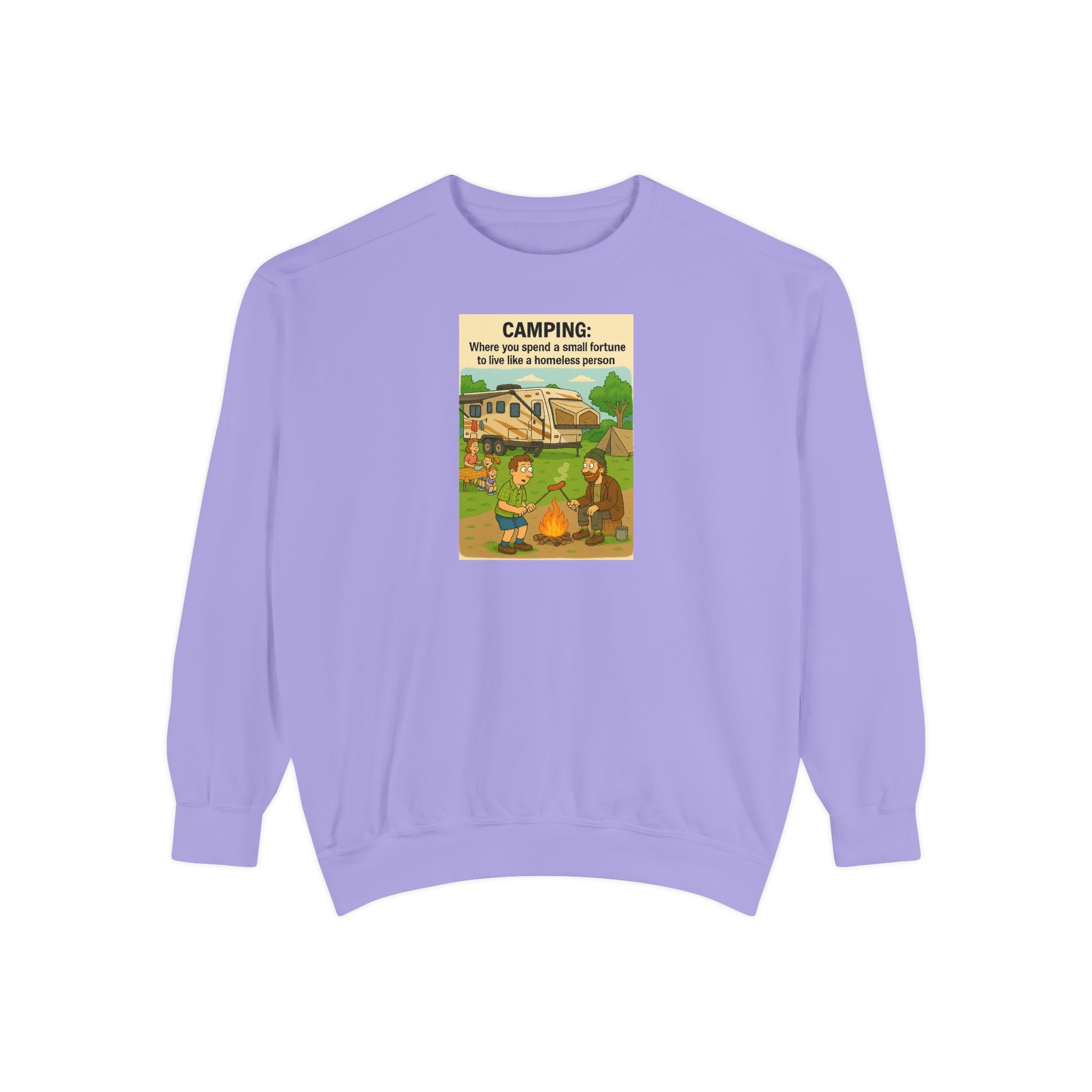 Camping Adventure Sweatshirt, Unisex Garment-DyedPullover, Cozy Casual Wear, Outdoor Enthusiast Gift, Camping Trip Apparel