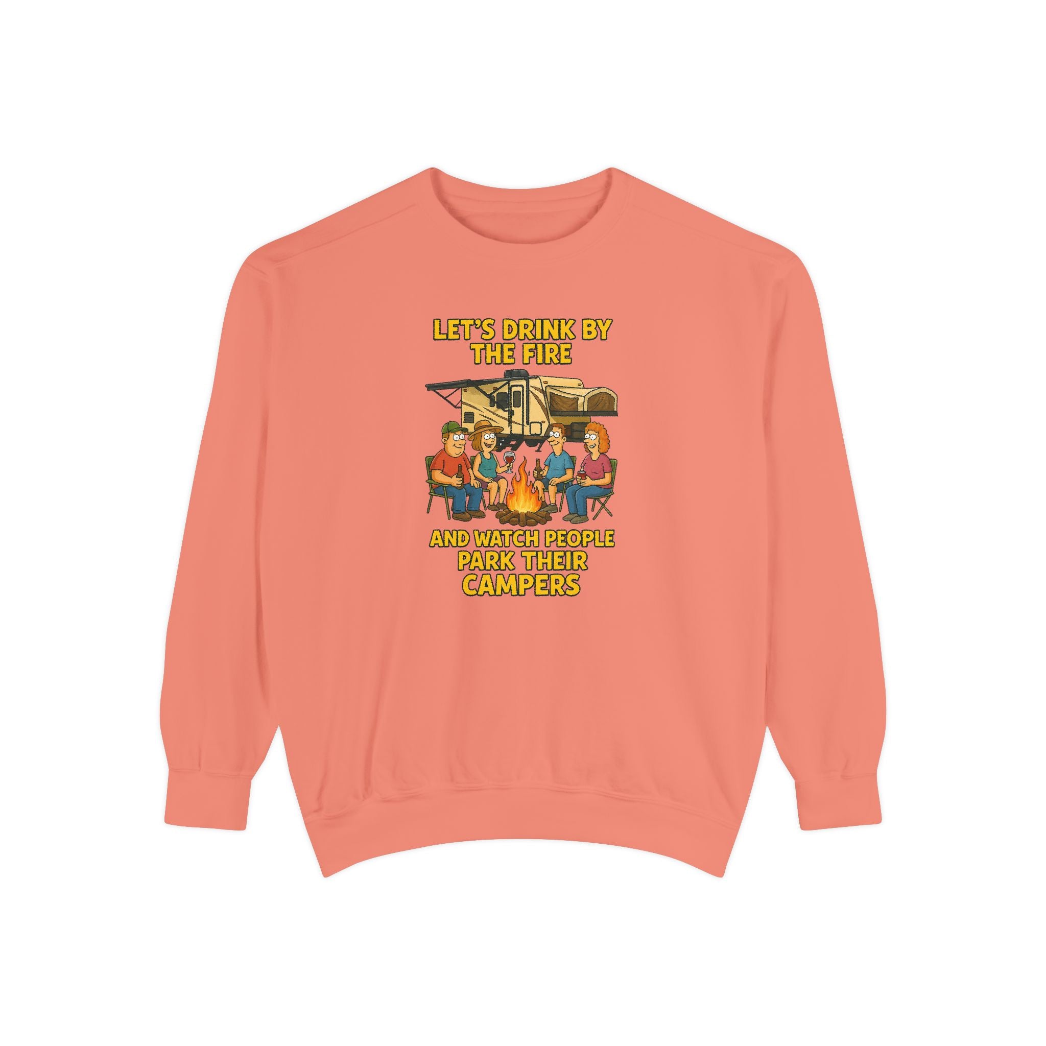 Cozy Campfire Sweatshirt - Let’s Drink by the Fire, Unisex Pullover, Perfect for Bonfires, Camping Trips, Outdoor Gatherings, Cozy Nights