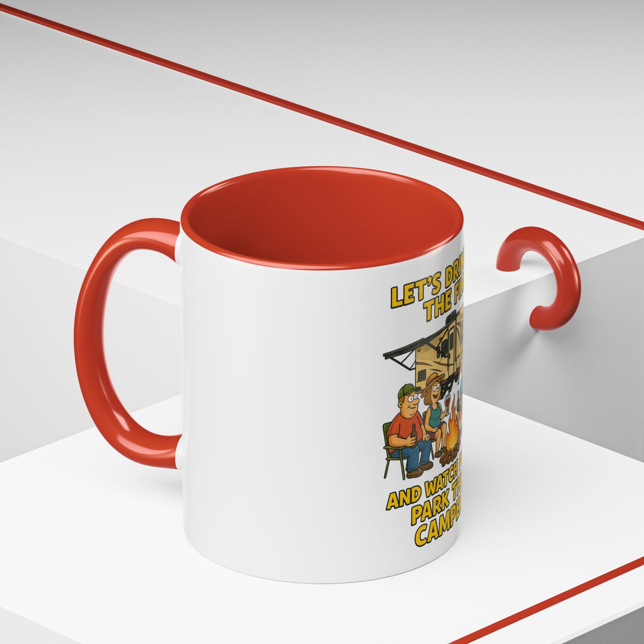 Campfire Accent Coffee Mug, Camping Gift, Outdoor Adventure Mug, RV Lovers Coffee Cup, Relaxing by the Fire