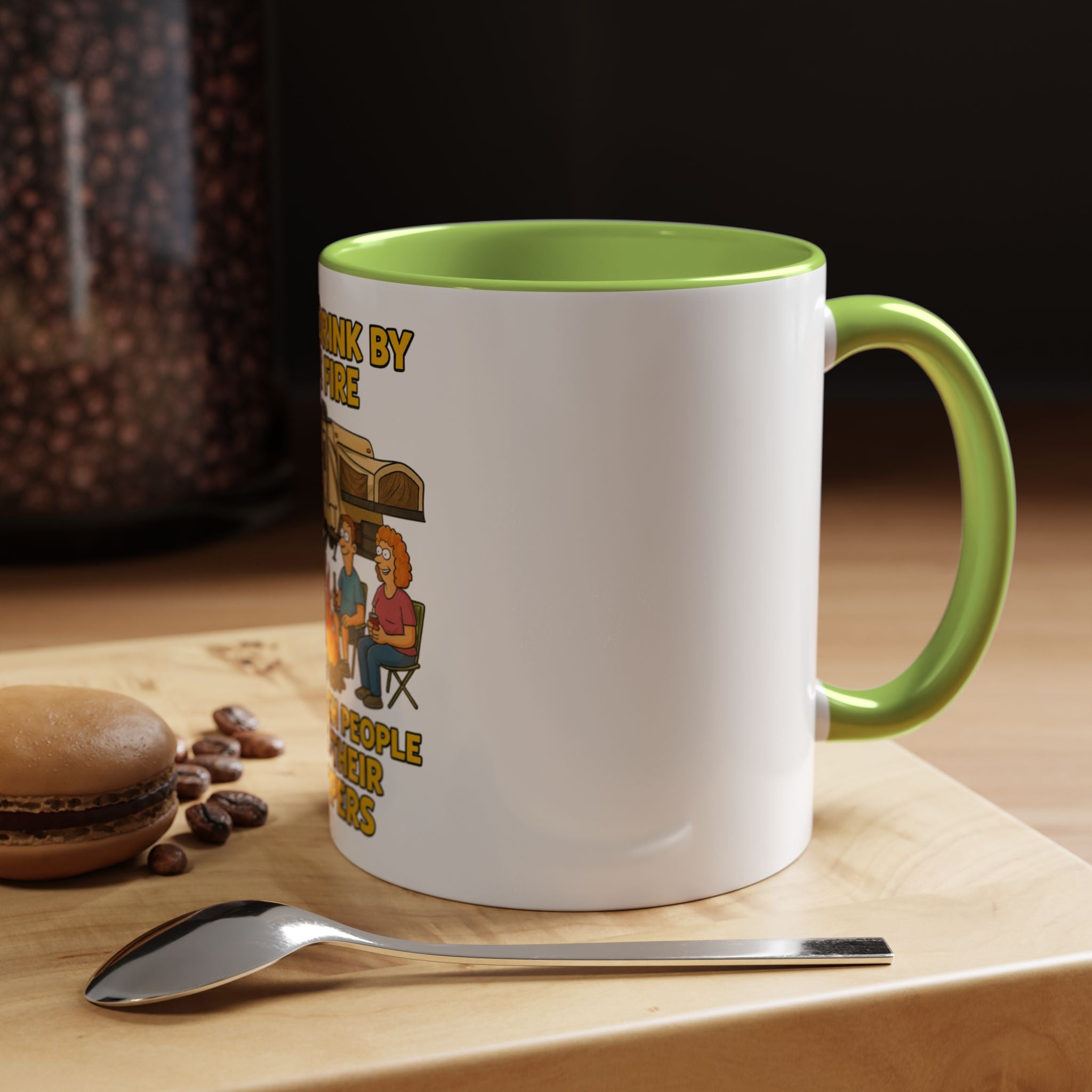 Campfire Accent Coffee Mug, Camping Gift, Outdoor Adventure Mug, RV Lovers Coffee Cup, Relaxing by the Fire