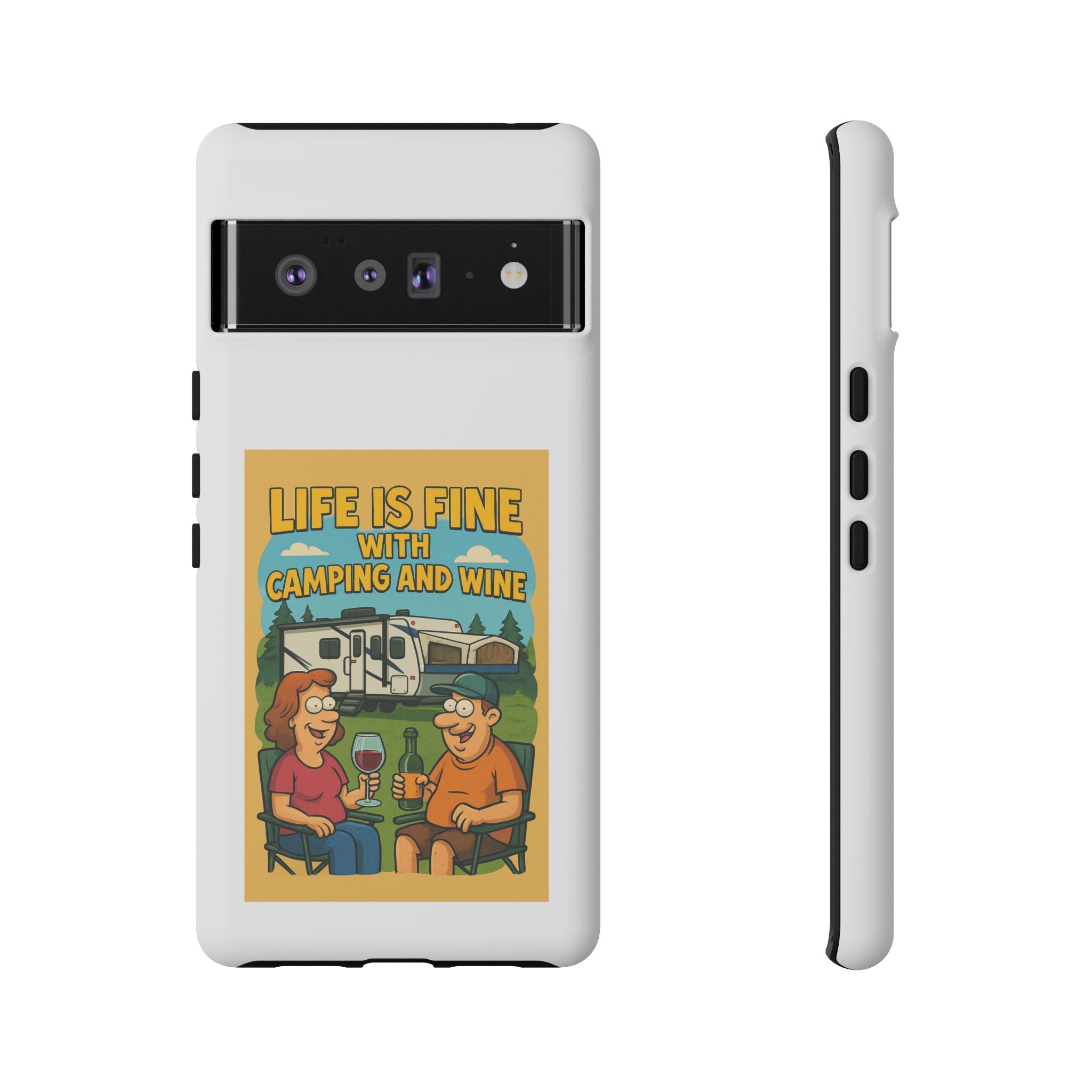 Camping & Wine Phone Case, Outdoor Adventure Accessory, Fun Gift for Campers, Summer Travel Essential, RV Lover Present