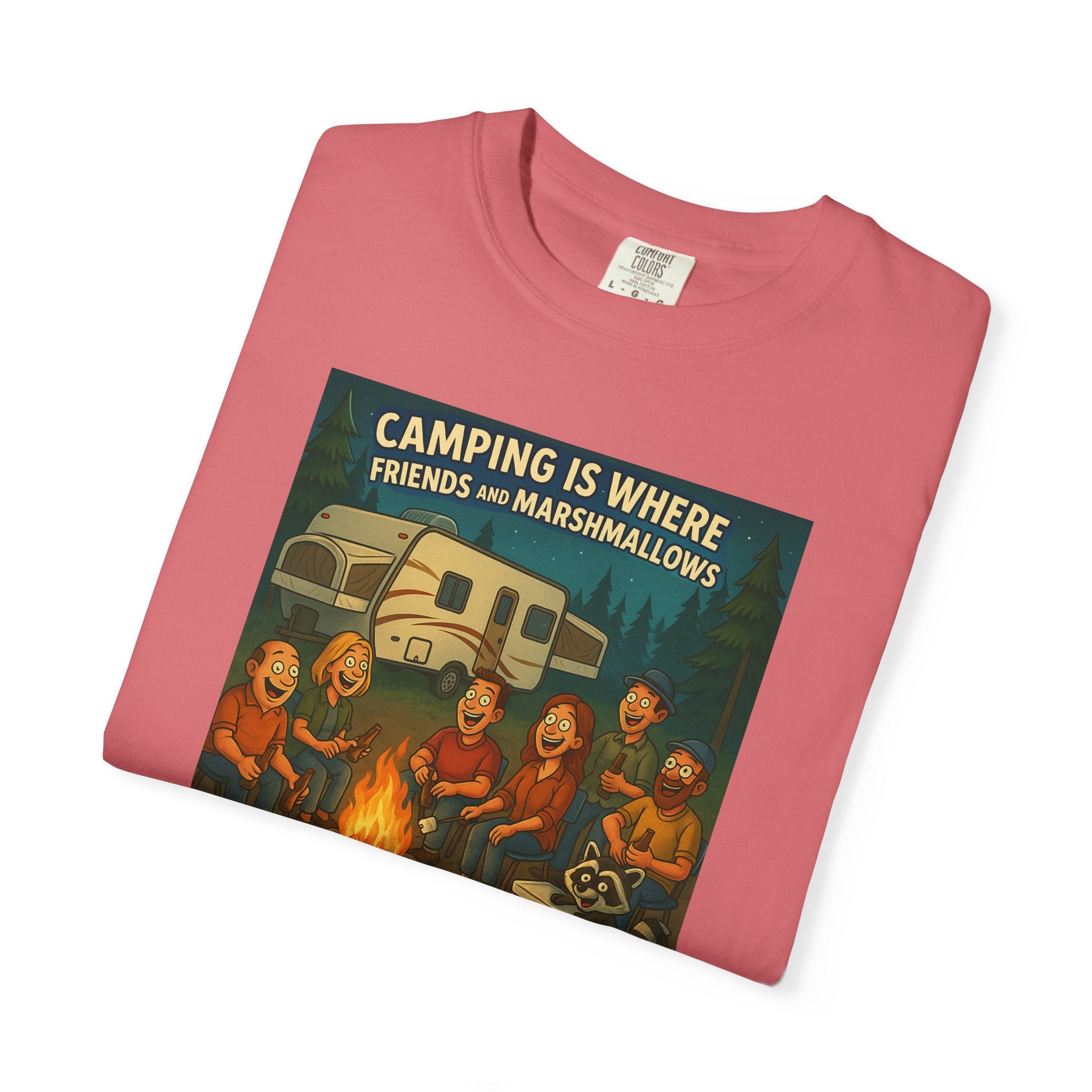 Camping T-Shirt: Get Toasted with Friends, Unisex Garment-Dyed Tee, Outdoor Adventure Shirt, Camping Gift, Summer BBQ Shirt, Family [...]