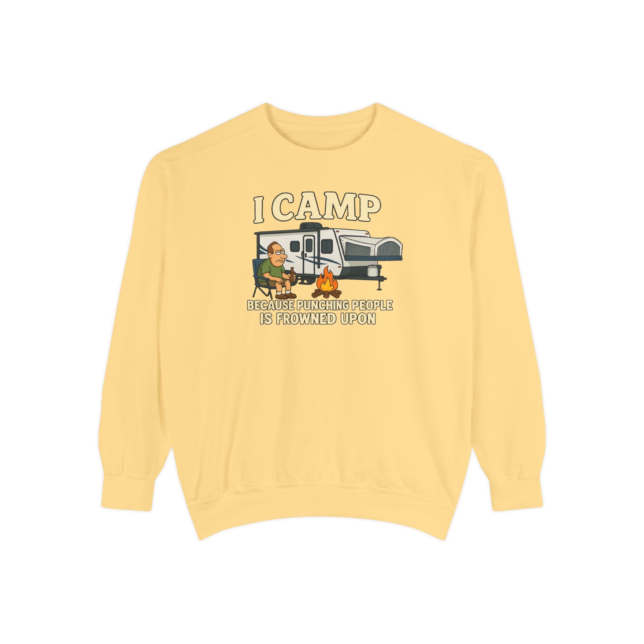 I Camp Unisex Garment-Dyed Sweatshirt - Cozy Camping Apparel for Outdoor Lovers