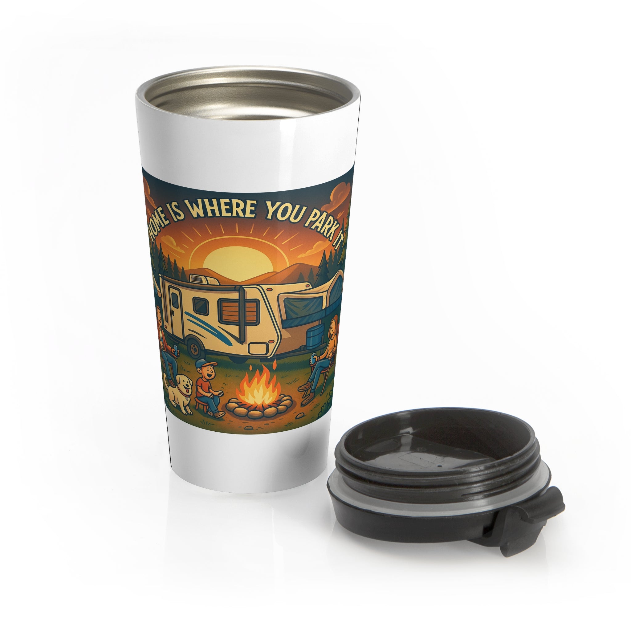 Home is Where You Park Travel Mug, Camping Mug, Adventure Travel Cup, RV Gift, Insulated Coffee Mug