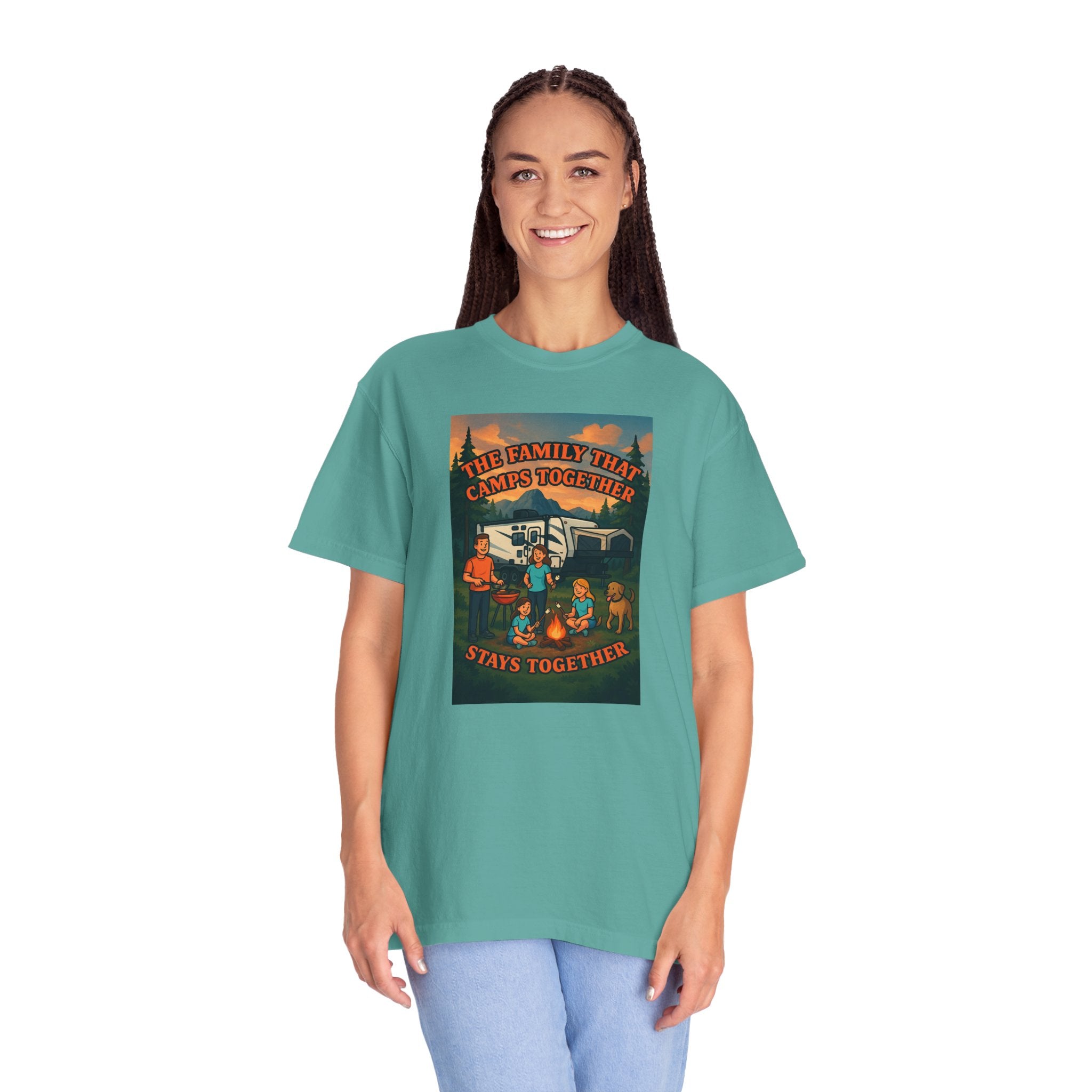 Family Camping T-shirt, Casual Outdoor Tee, Perfect for Family Gatherings, Summer Camp, Gift for Outdoor Lovers, Relaxed Fit Tee