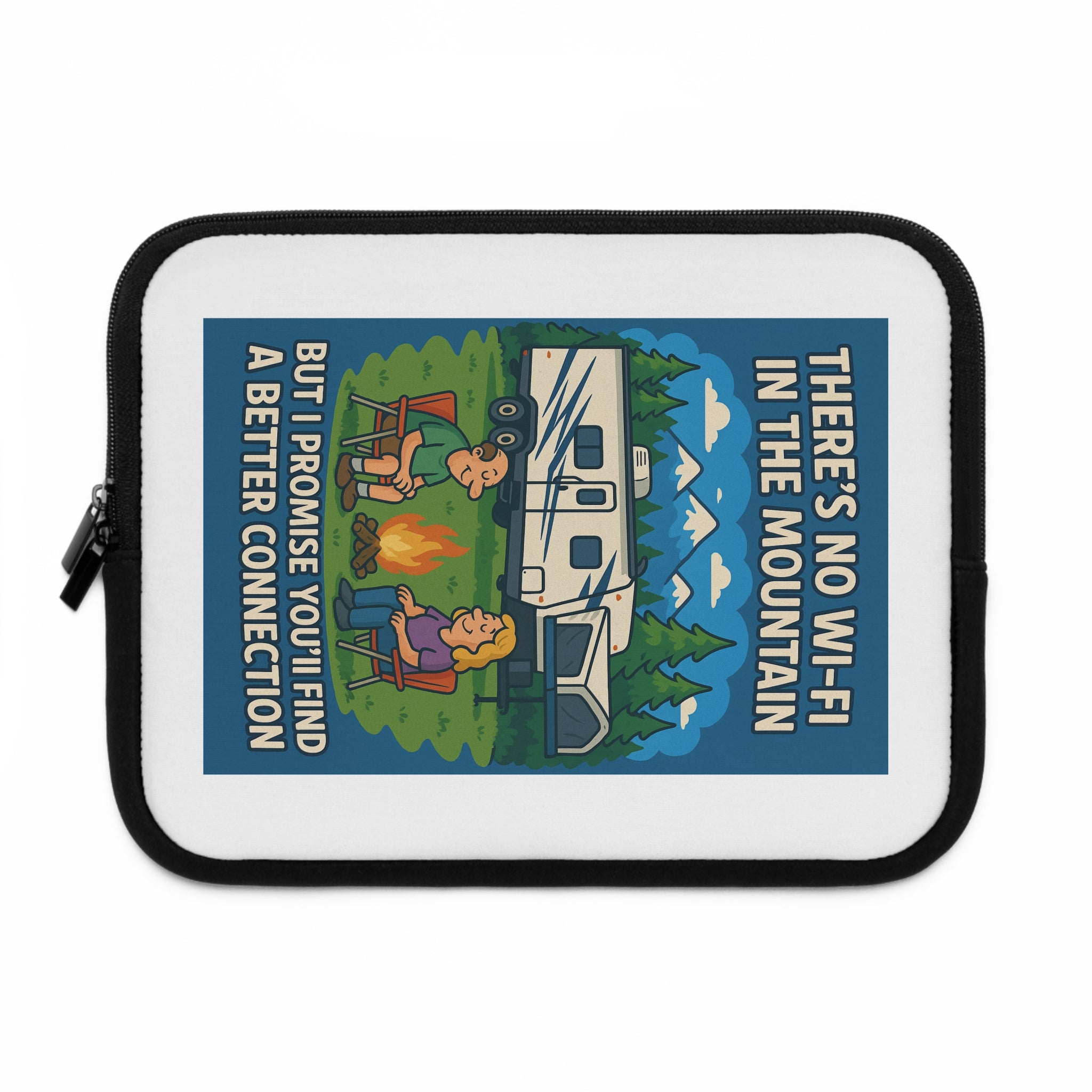 Camping-Themed Laptop Sleeve, Outdoor Adventure Tech Case, No Wi-Fi Fun, Gifts for Travelers, Co-worker Appreciation
