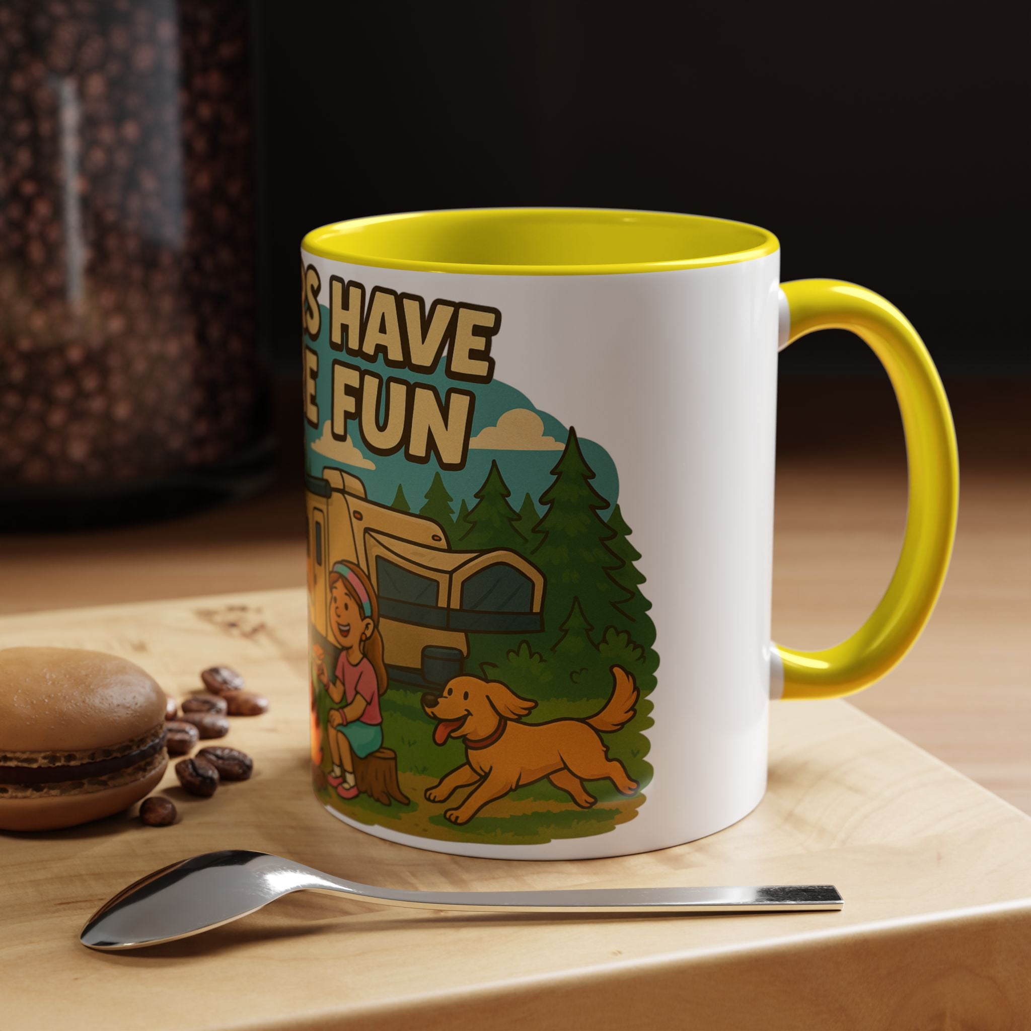 Campfire Adventure Mug - 'Campers Have S'more Fun', Outdoor Coffee Cup for Camping Lovers, Gifts for Nature Enthusiasts, S'mores Jokes