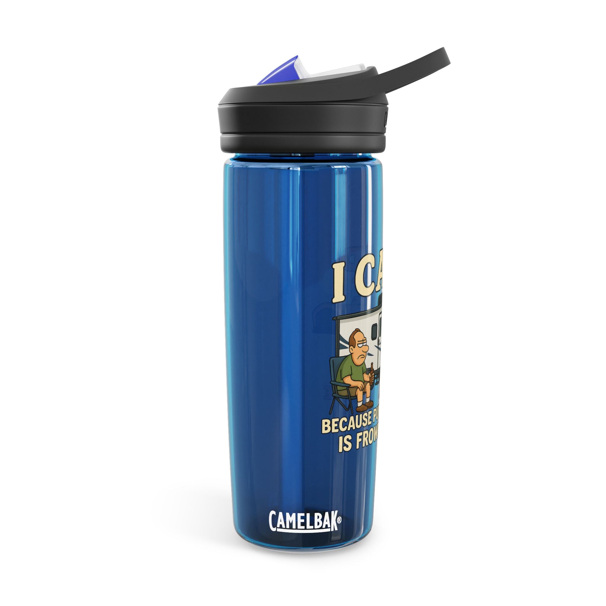 Funny Camping Water Bottle - I Camp Because Punching People is Frowned Upon