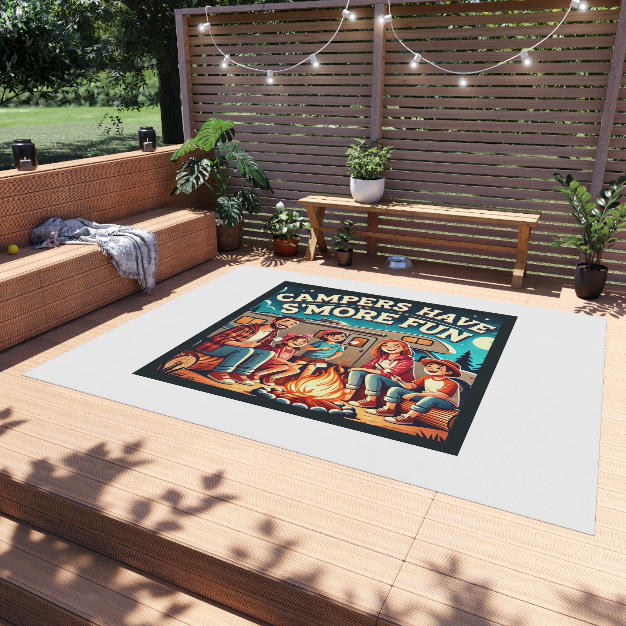 Outdoor Rug - Campers S'more Fun Design