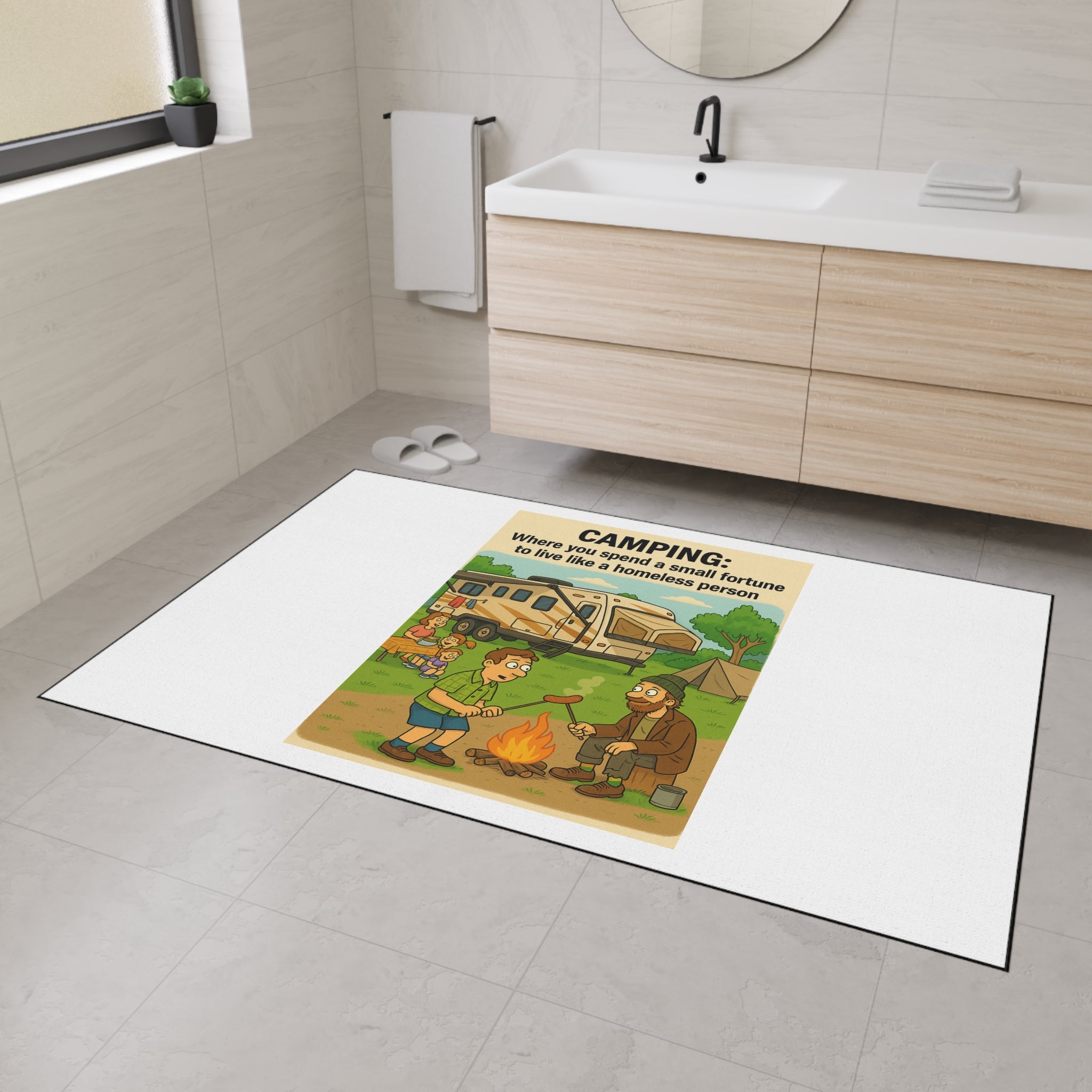 Camping-Themed Heavy Duty Floor Mat | Outdoor Rug, Camping Decor, Funny Home Accessory, RV Mat, Adventure Flooring
