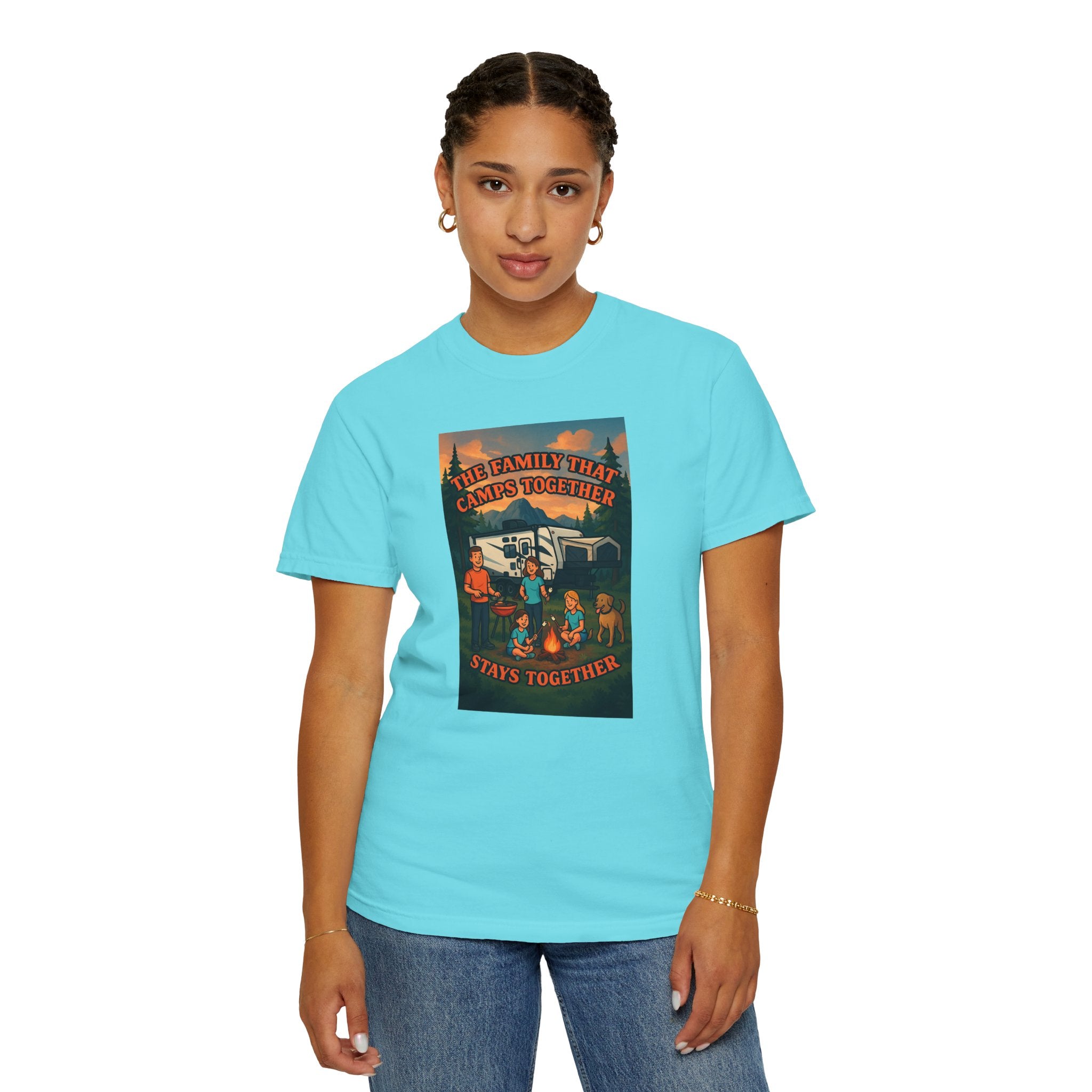 Family Camping T-shirt, Casual Outdoor Tee, Perfect for Family Gatherings, Summer Camp, Gift for Outdoor Lovers, Relaxed Fit Tee