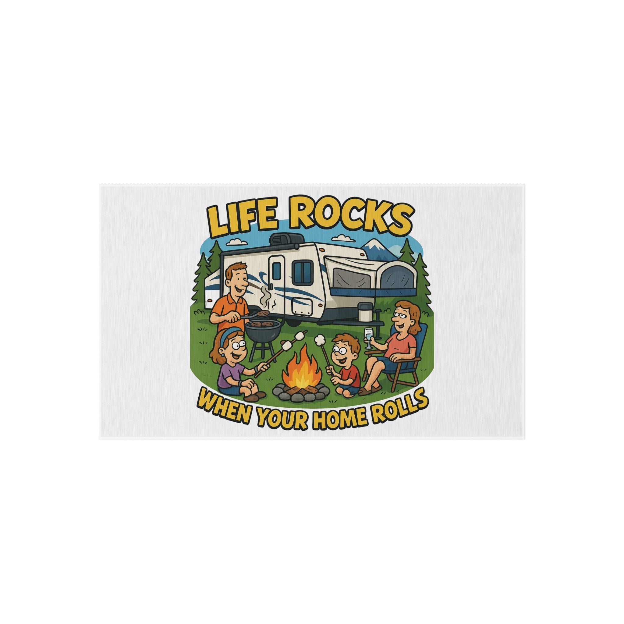 RV Life Outdoor Rug, Camping Decor Mat, Funny Welcome Home Rug, Patio Area Rug, Lightweight Outdoor Carpet
