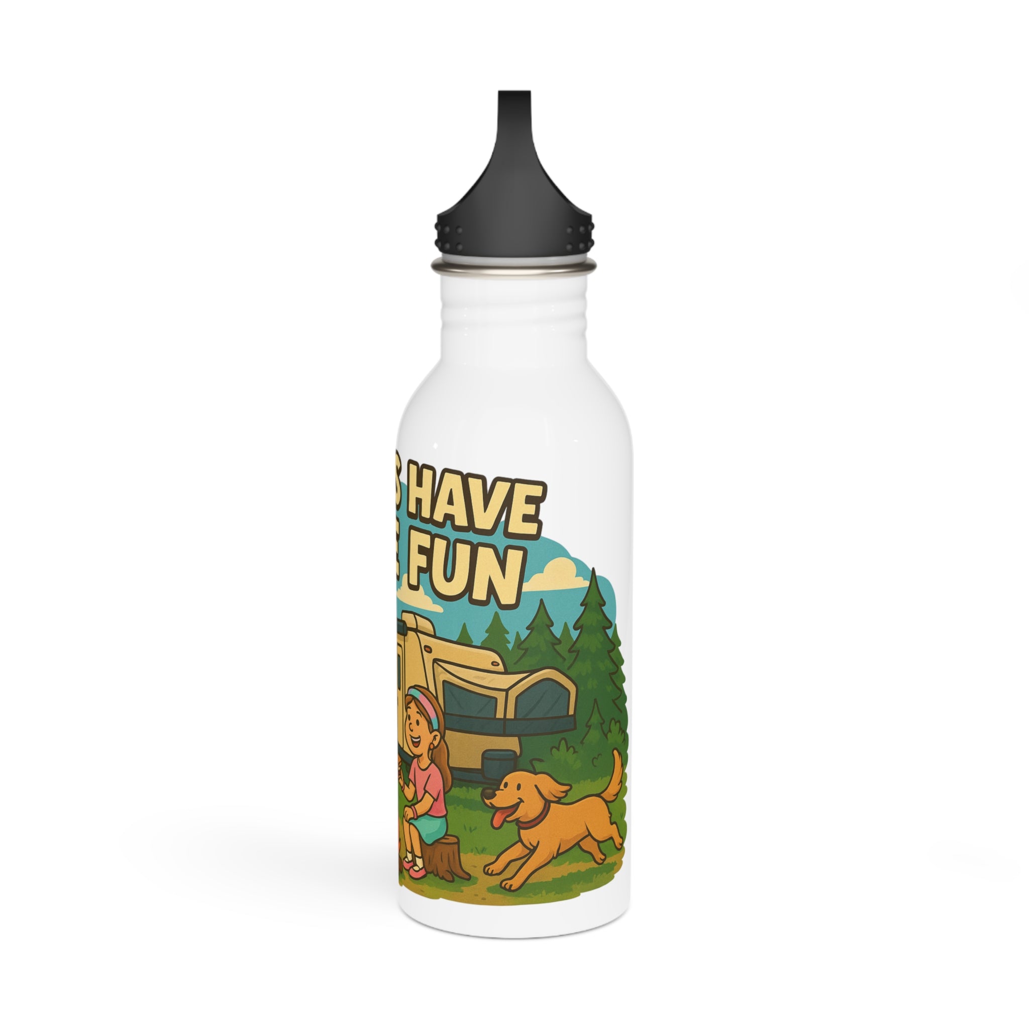 Camping Vibes Water Bottle, Outdoor Adventure, S'mores Fun, Eco-Friendly Hydration, Gift for Campers, Hiking Gear