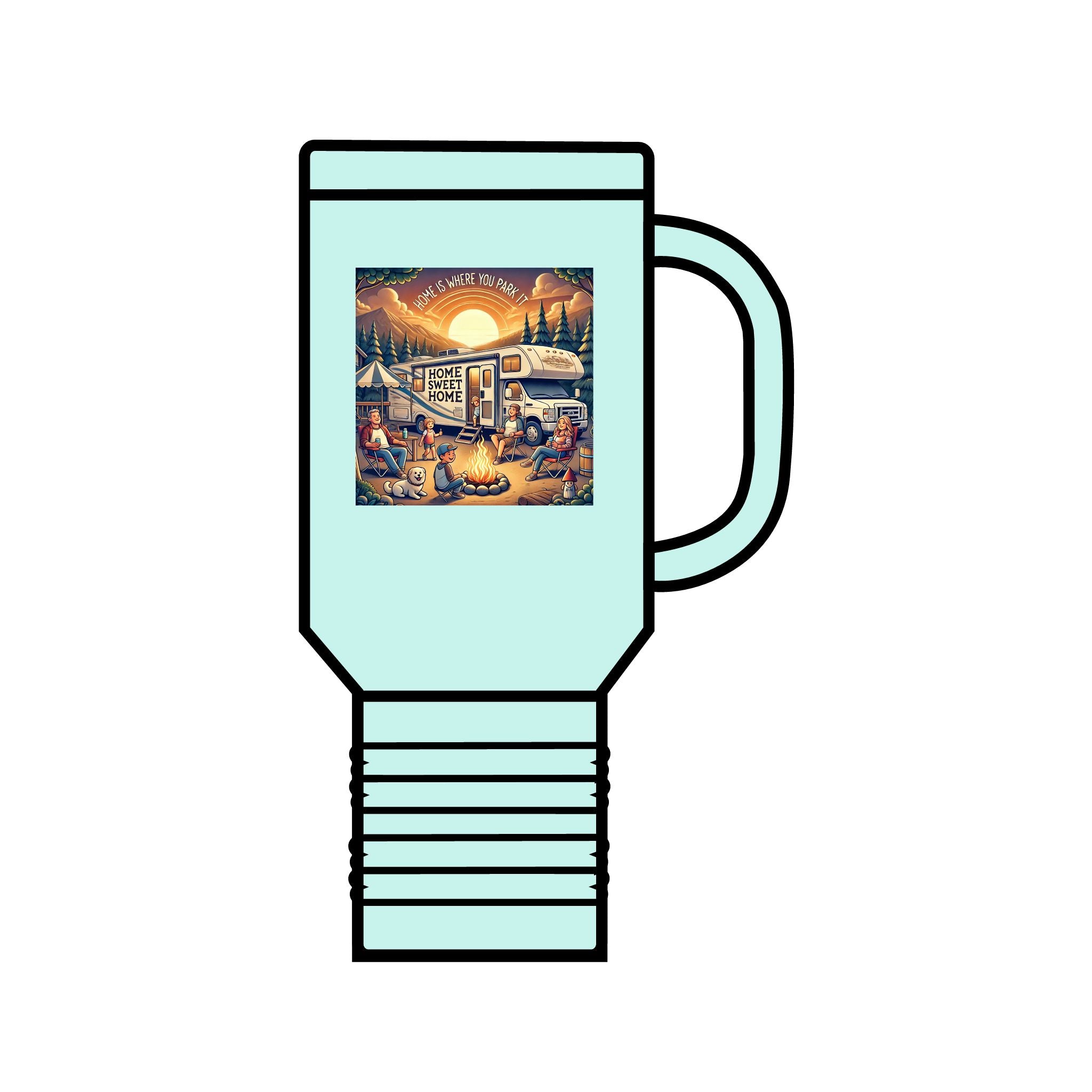 Travel Mug - Home is Where You Park It Funny Cartoon Design