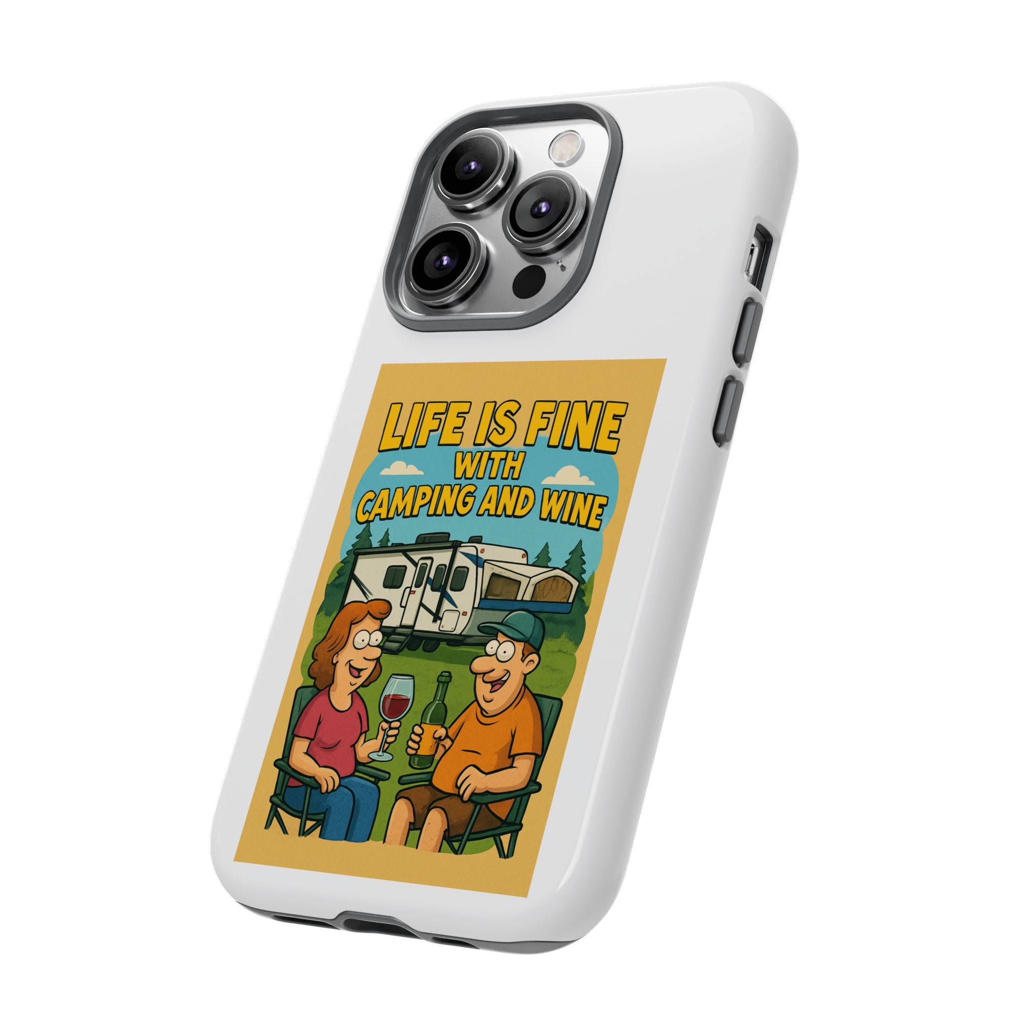Camping & Wine Phone Case, Outdoor Adventure Accessory, Fun Gift for Campers, Summer Travel Essential, RV Lover Present