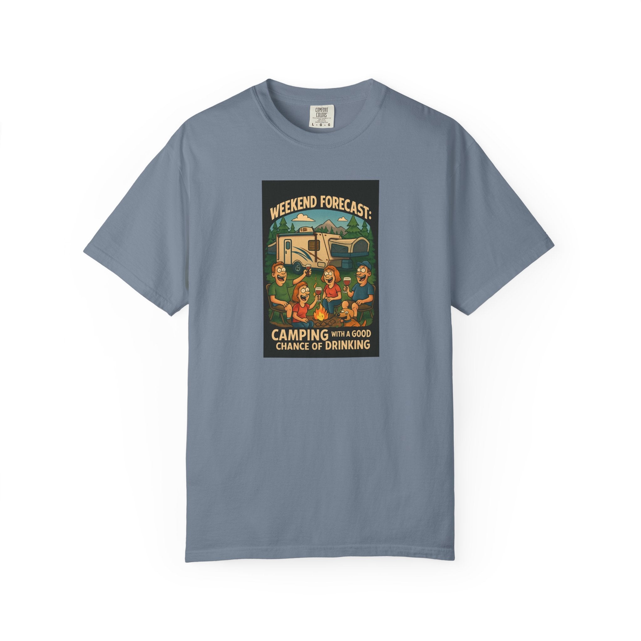 Camping Forecast T-Shirt, Unisex Graphic Tee, Gift for Campers, Outdoor Adventure Apparel, Weekend Getaway Shirt, Nature Lover's Tee