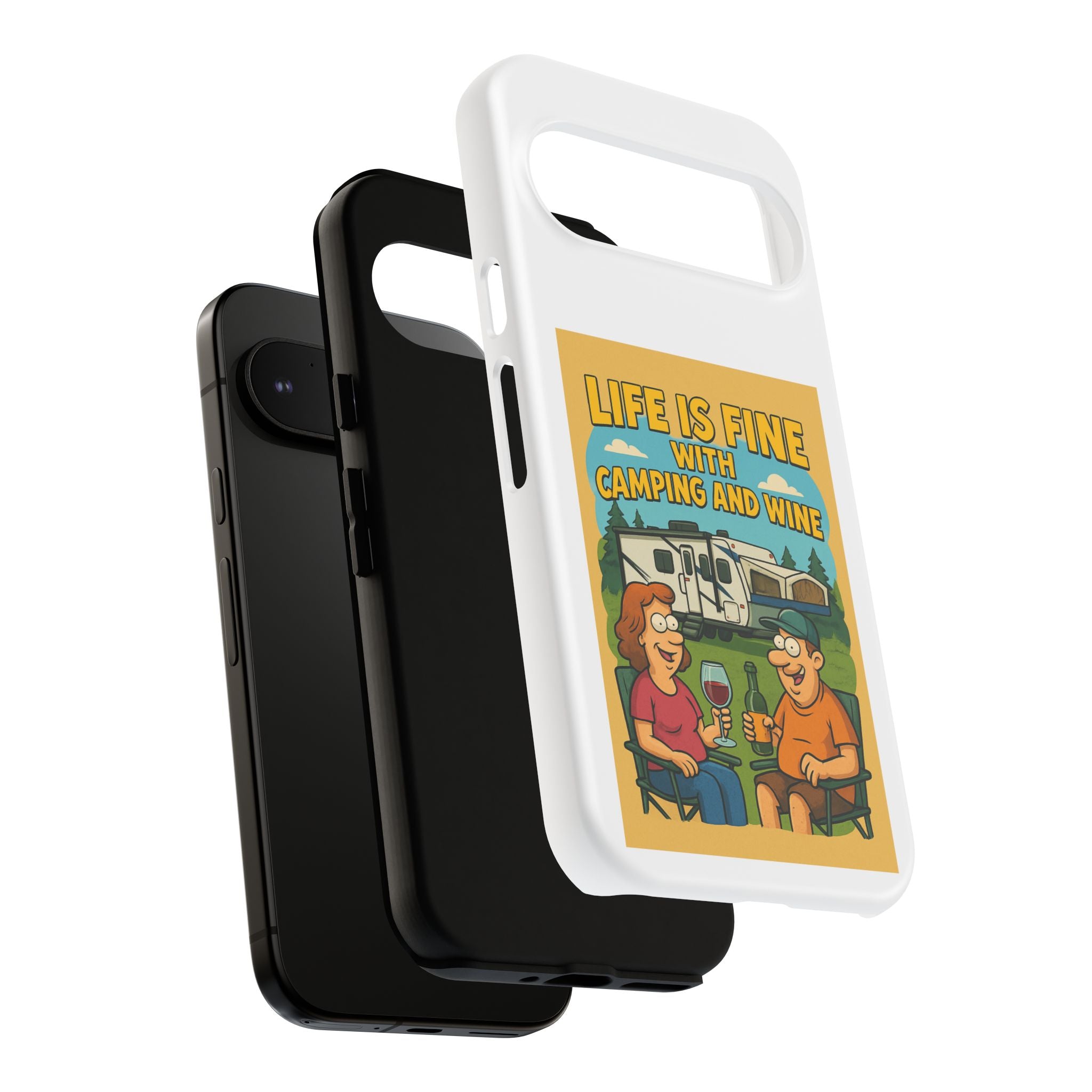 Camping & Wine Phone Case, Outdoor Adventure Accessory, Fun Gift for Campers, Summer Travel Essential, RV Lover Present