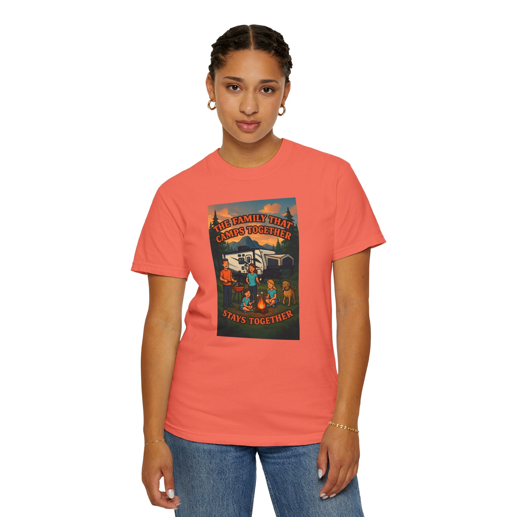 Family Camping T-shirt, Casual Outdoor Tee, Perfect for Family Gatherings, Summer Camp, Gift for Outdoor Lovers, Relaxed Fit Tee