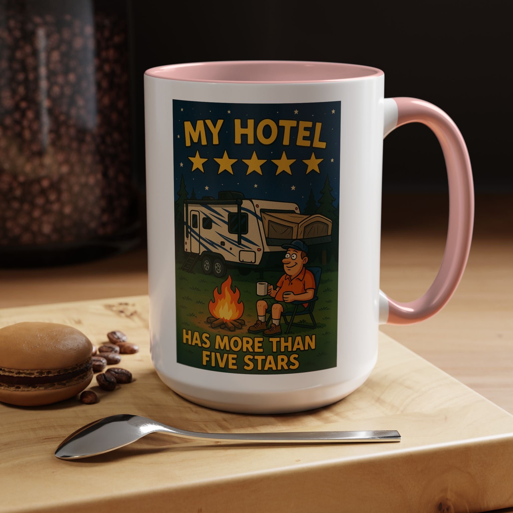 Camping-Themed Accent Coffee Mug | Perfect for RV Lovers, Campers, Travelers, Cozy Nights, Outdoor Adventures, Unique Gift Ideas