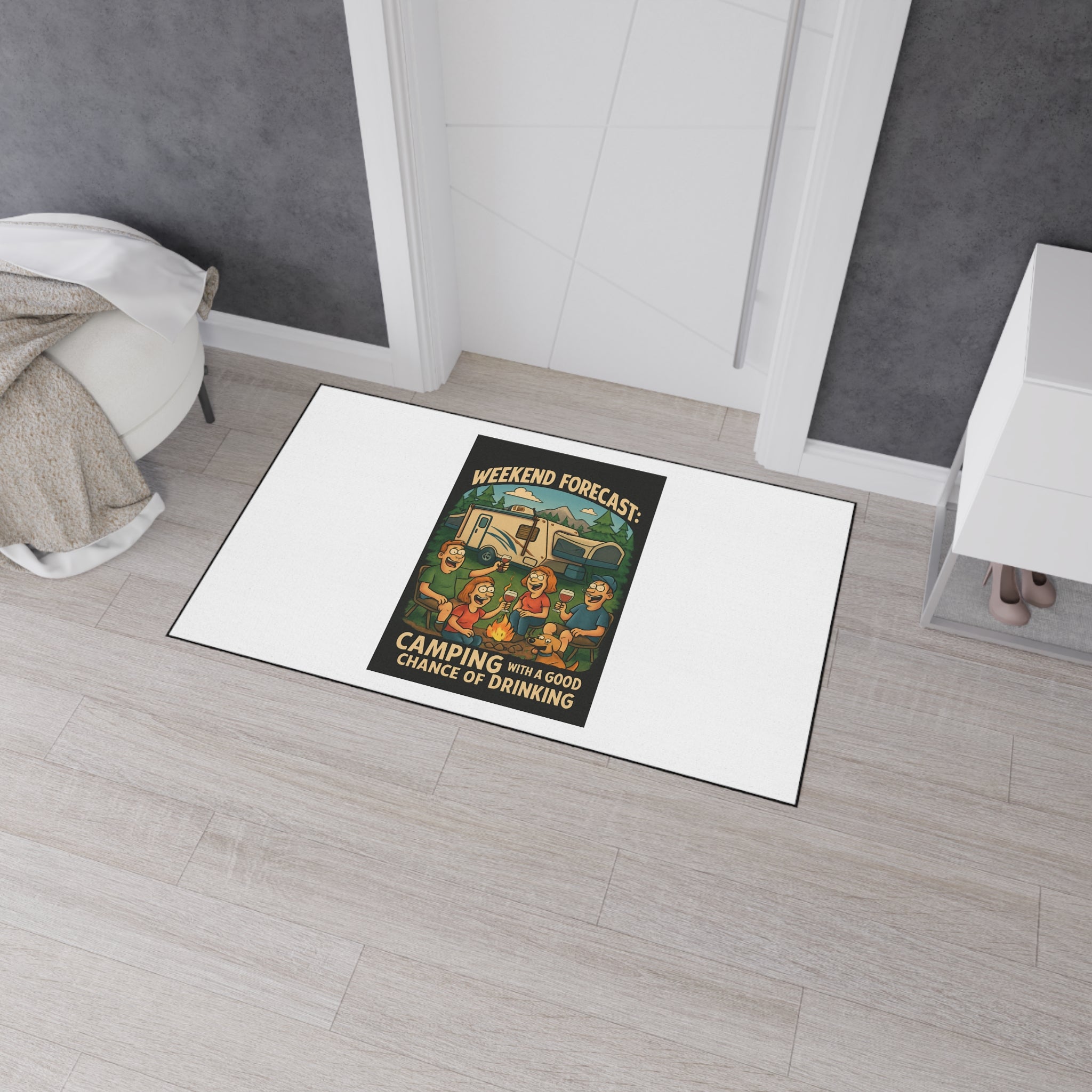 Camping-Themed Heavy Duty Floor Mat - Perfect for Outdoor Lovers, Home Decor, RV Accessories, Picnic, BBQ, Gifts