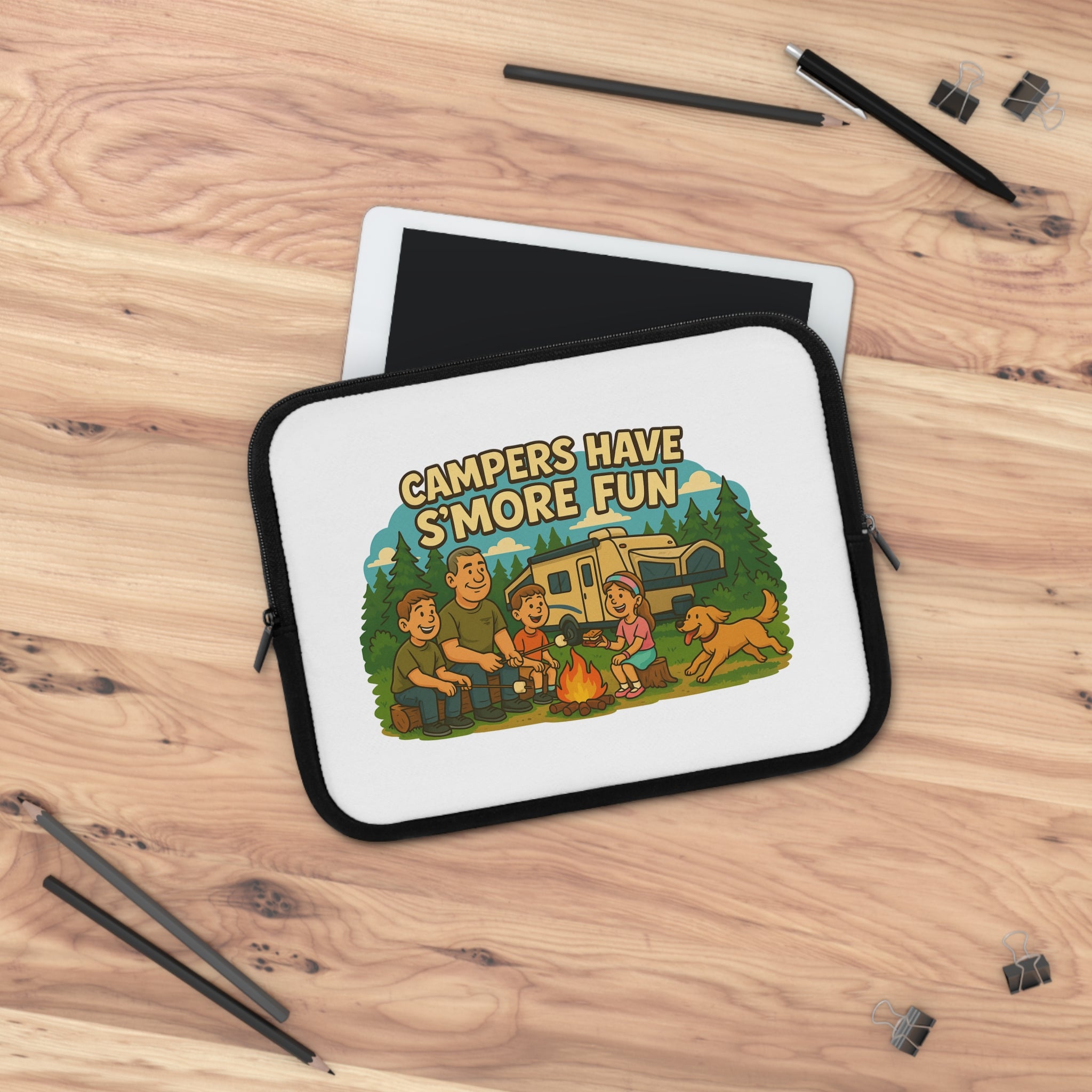 Campers Have S'more Fun Laptop Sleeve, Camping Accessory, Gifts for Campers, Outdoor Tech Case, Eco-Friendly Laptop Bag