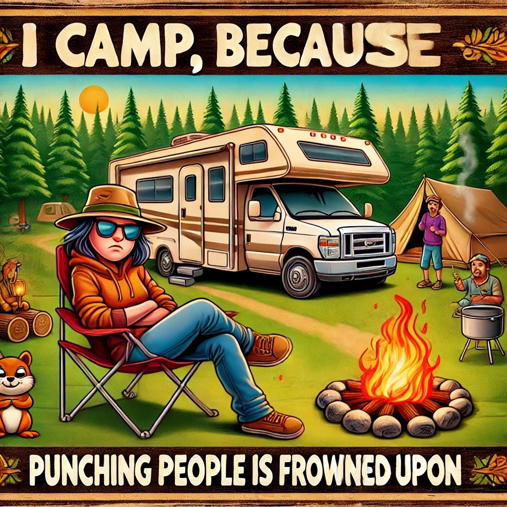 Decal Sticker - I CAMP, because punching people is frowned upon