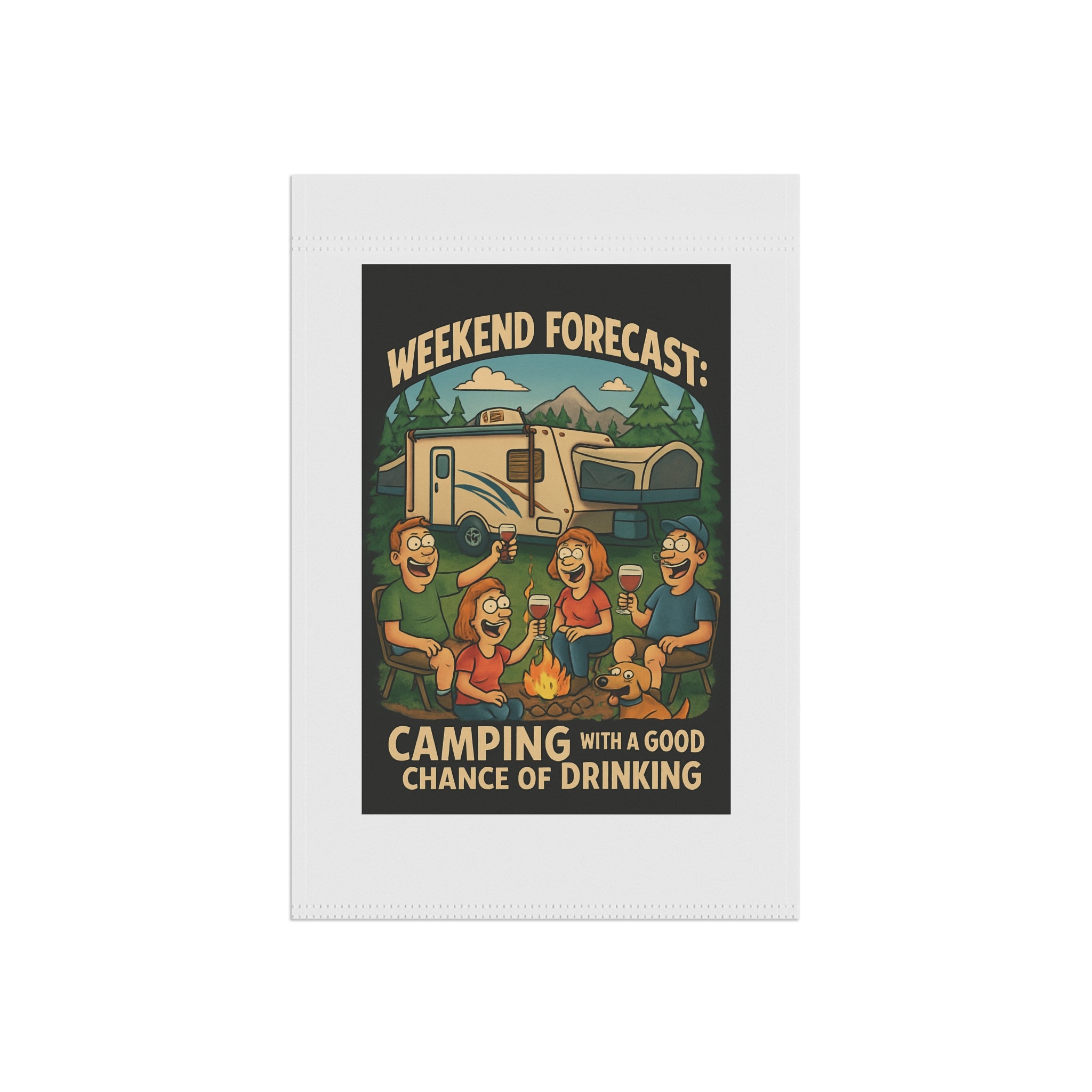 Camping Fun Garden Banner, Outdoor Decor, Patio Flag, Adventure Gift, RV Lovers Home Accent, Weekend BBQ Decoration