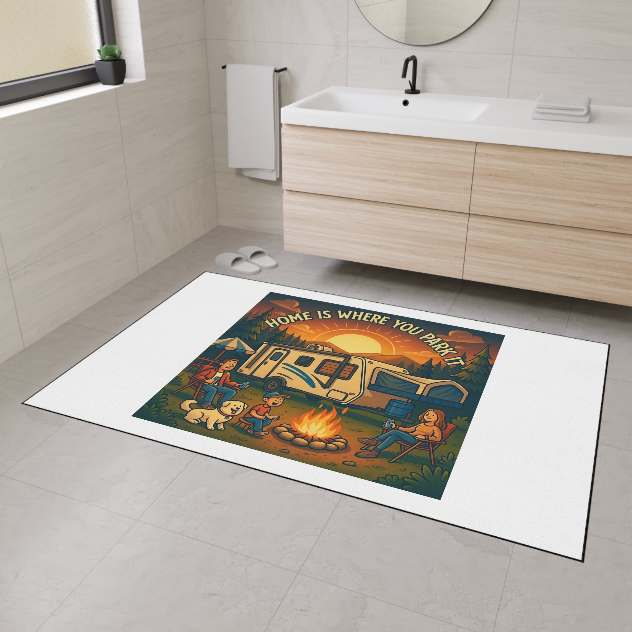 Cozy RV Welcome Mat, Home is Where You Park It Decor, Camping Floor Mat, Outdoor Welcome Mat, Travel Enthusiast Gift