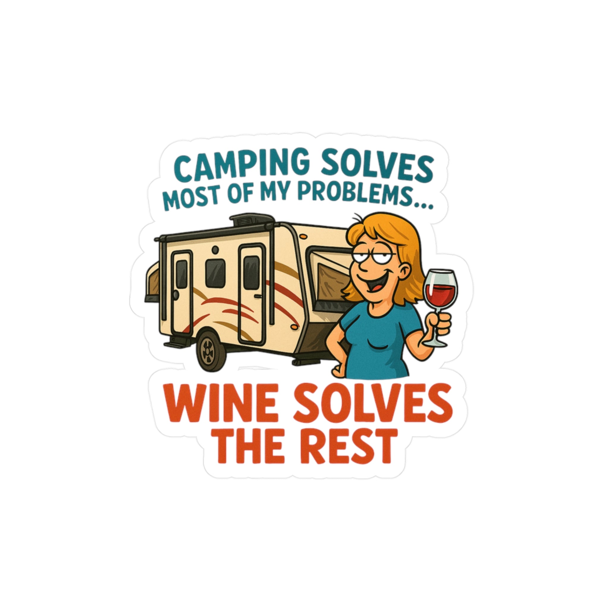 Vinyl Stickers for Camping Lovers, Fun Wine Decals, Outdoor Decor, RV Accessories, Gift for Wine Enthusiasts