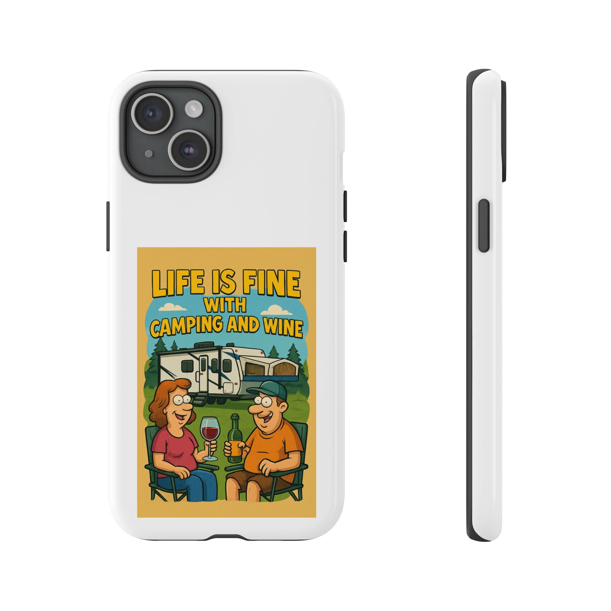Camping & Wine Phone Case, Outdoor Adventure Accessory, Fun Gift for Campers, Summer Travel Essential, RV Lover Present