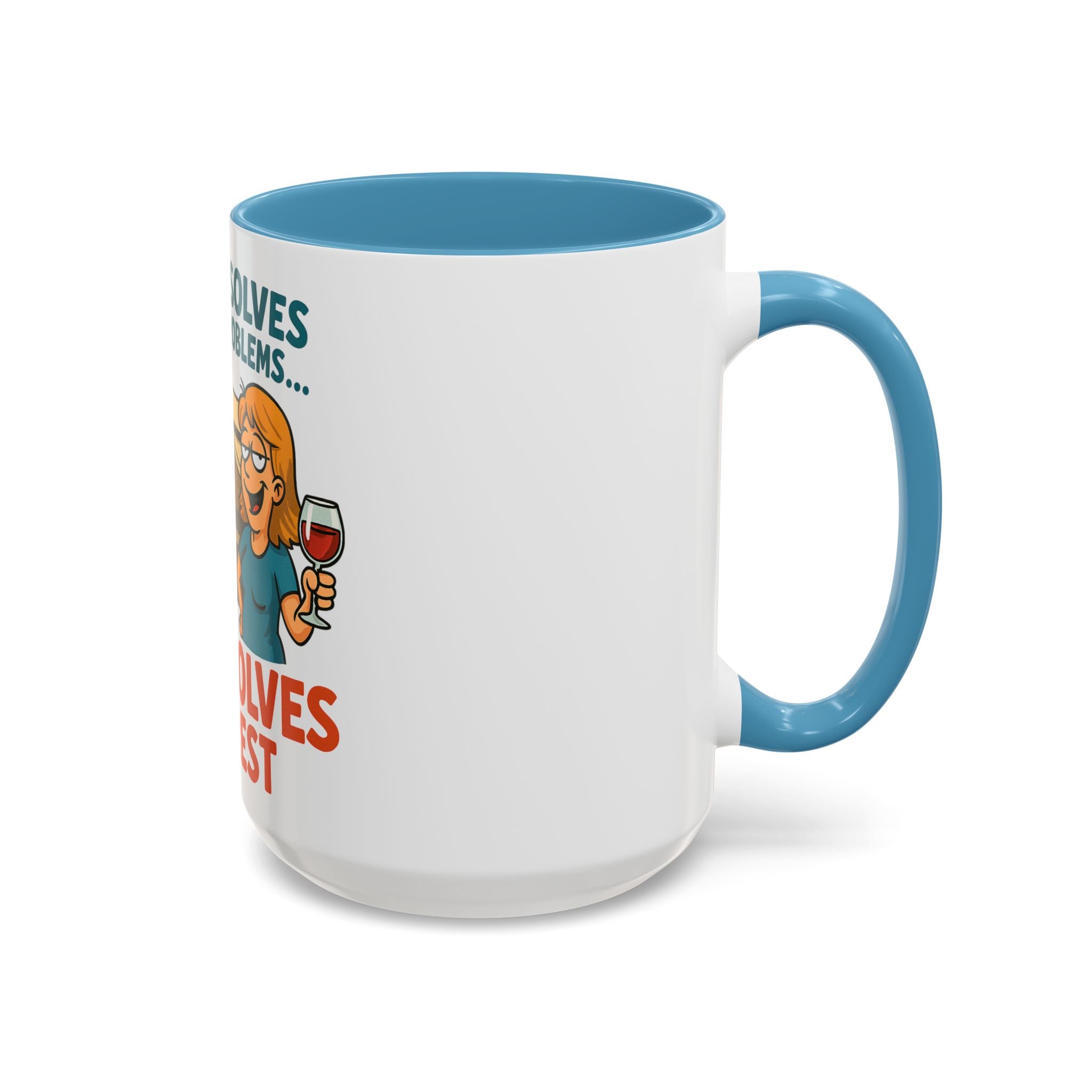 Camping Coffee Mug - Wine Solves the Rest - Fun Camper Mug for Nature Lovers, Gift for Adventurers, Travel Mug, Coffee Lover's Gift