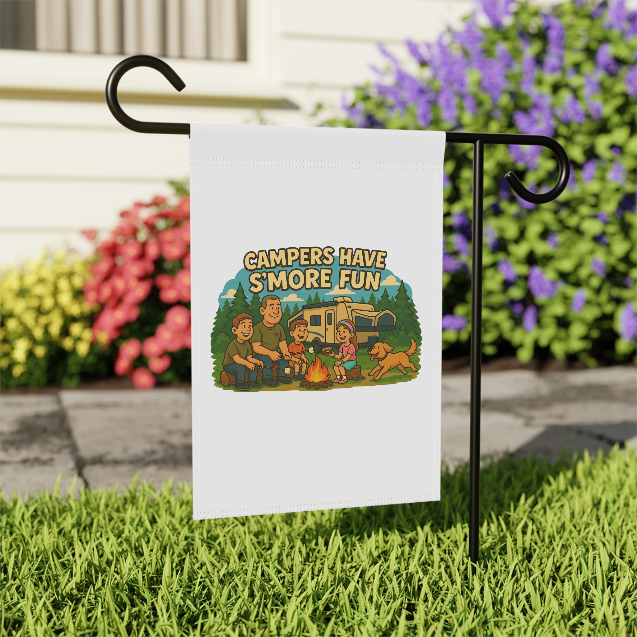 Camping Fun House Banner, Outdoor Decor, Garden Flag, Summer Vibes, Family Camping Theme, S'mores Lovers Sign