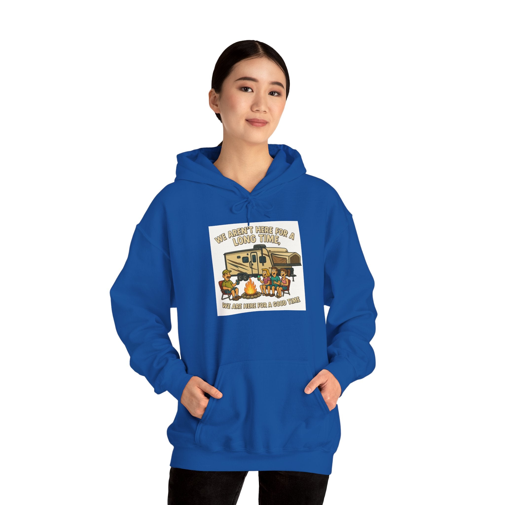Adventure Awaits Graphic Hoodie - We aren't here for a long time, we are here for a good time