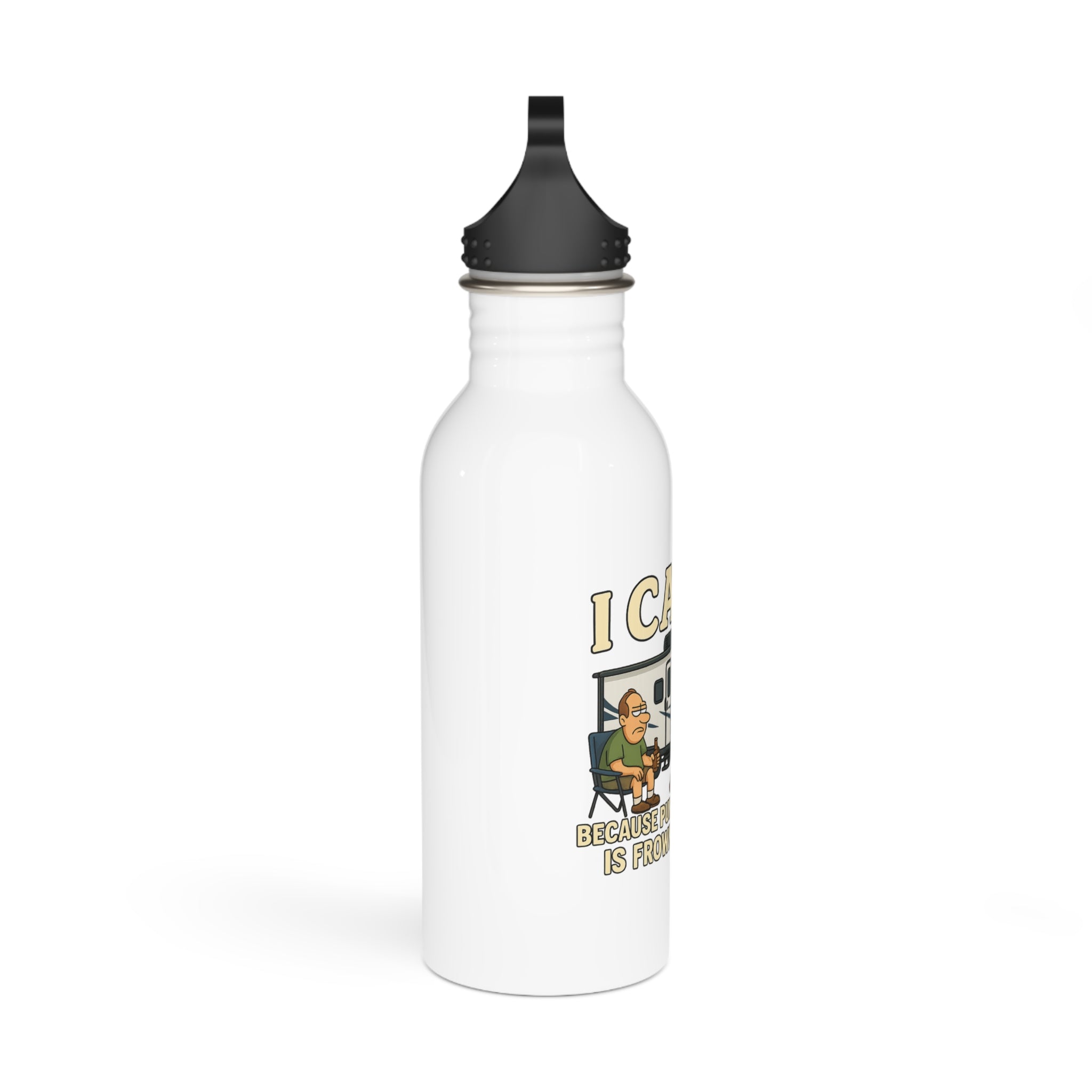 Funny Camping Water Bottle - "I Camp Because Punching People is Frowned Upon"