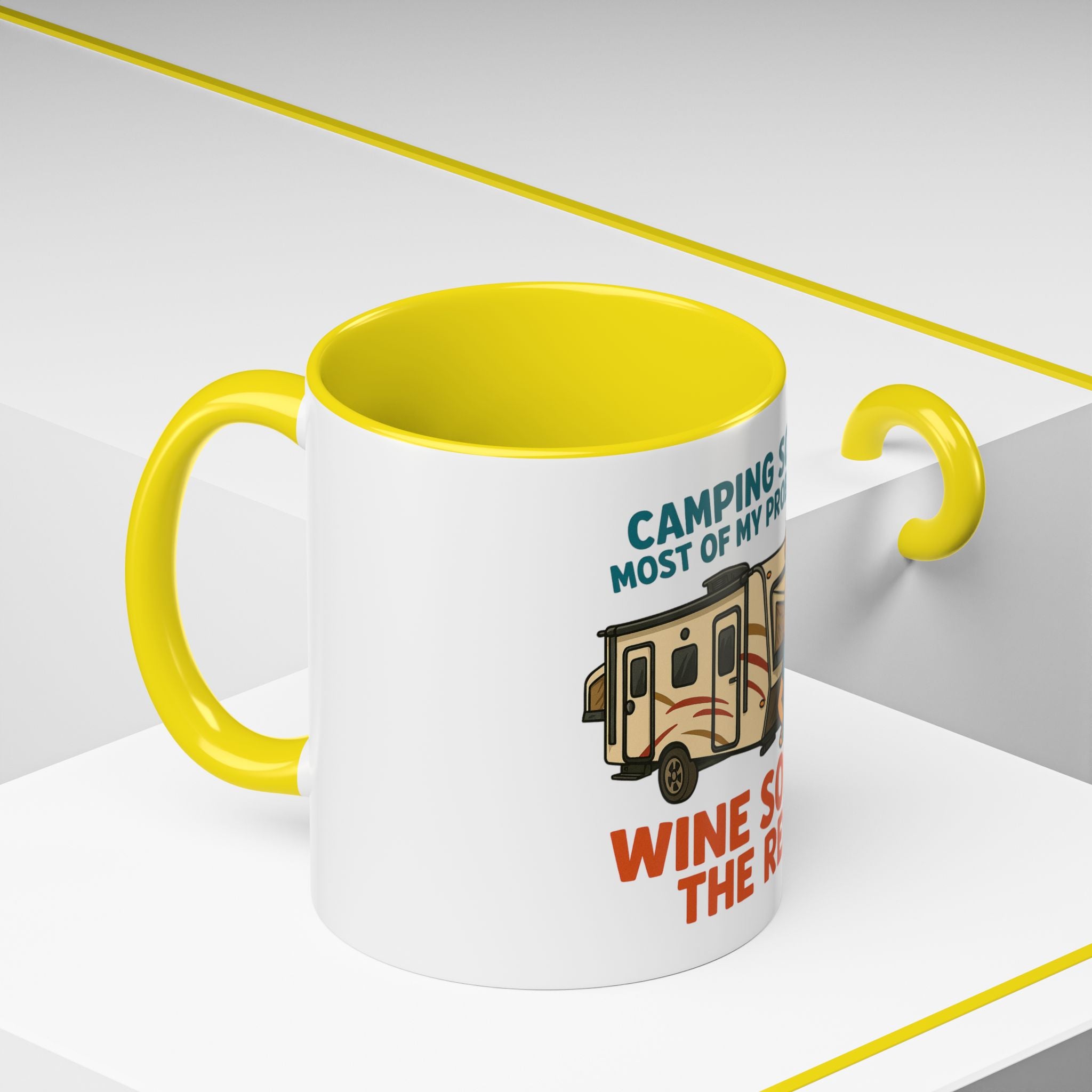Camping Coffee Mug - Wine Solves the Rest - Fun Camper Mug for Nature Lovers, Gift for Adventurers, Travel Mug, Coffee Lover's Gift