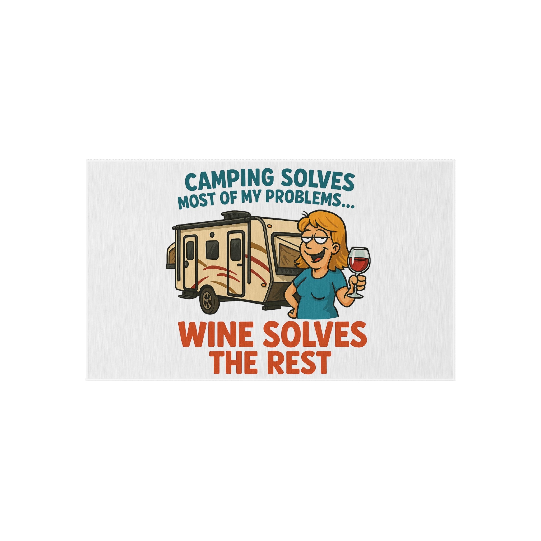 Camping Outdoor Rug - Wine Solves the Rest, Patio Decor, RV Accessories, Outdoor Living, Camping Gear
